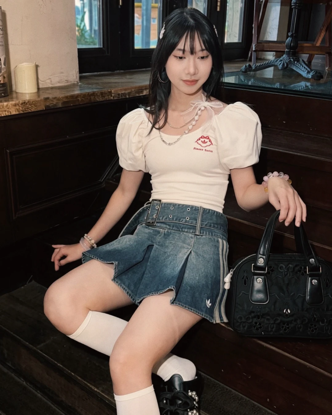 ADIDAS｜愛迪達 三葉草 丹寧短裙 甜酷風格 美式街頭 潮流穿搭 KX3049 KX3050