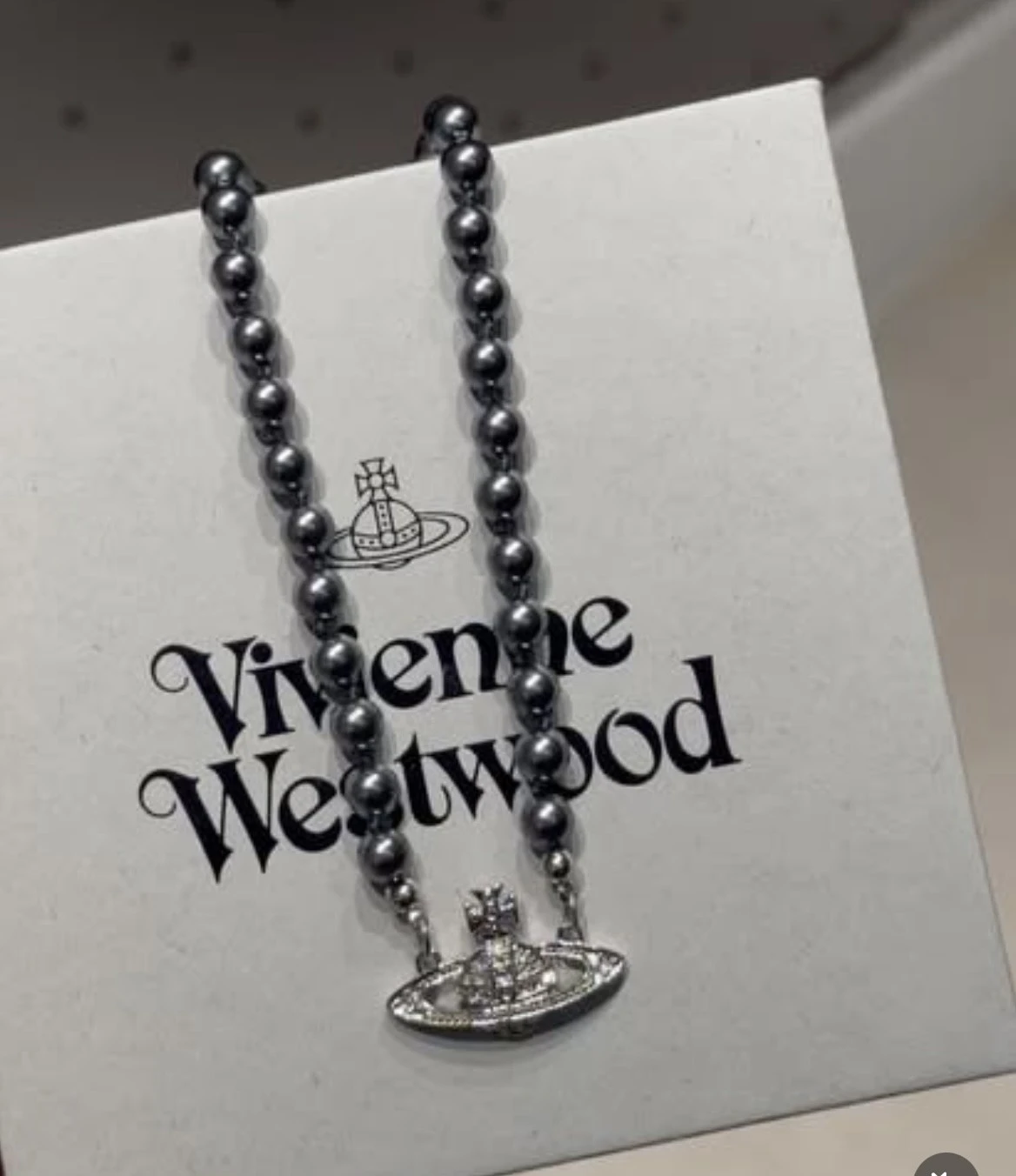 Vivienne Westwood｜Messaline Choker 黑瑪瑙土星頸鍊 黑色