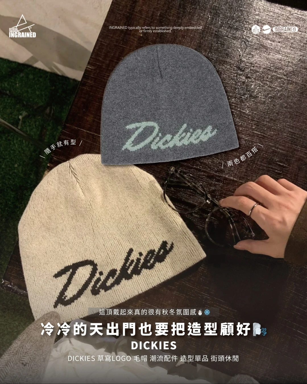 Dickies｜Dickies草寫LOGO毛帽 針織帽款 潮流配件 造型單品 街頭休閒 D254UQ060