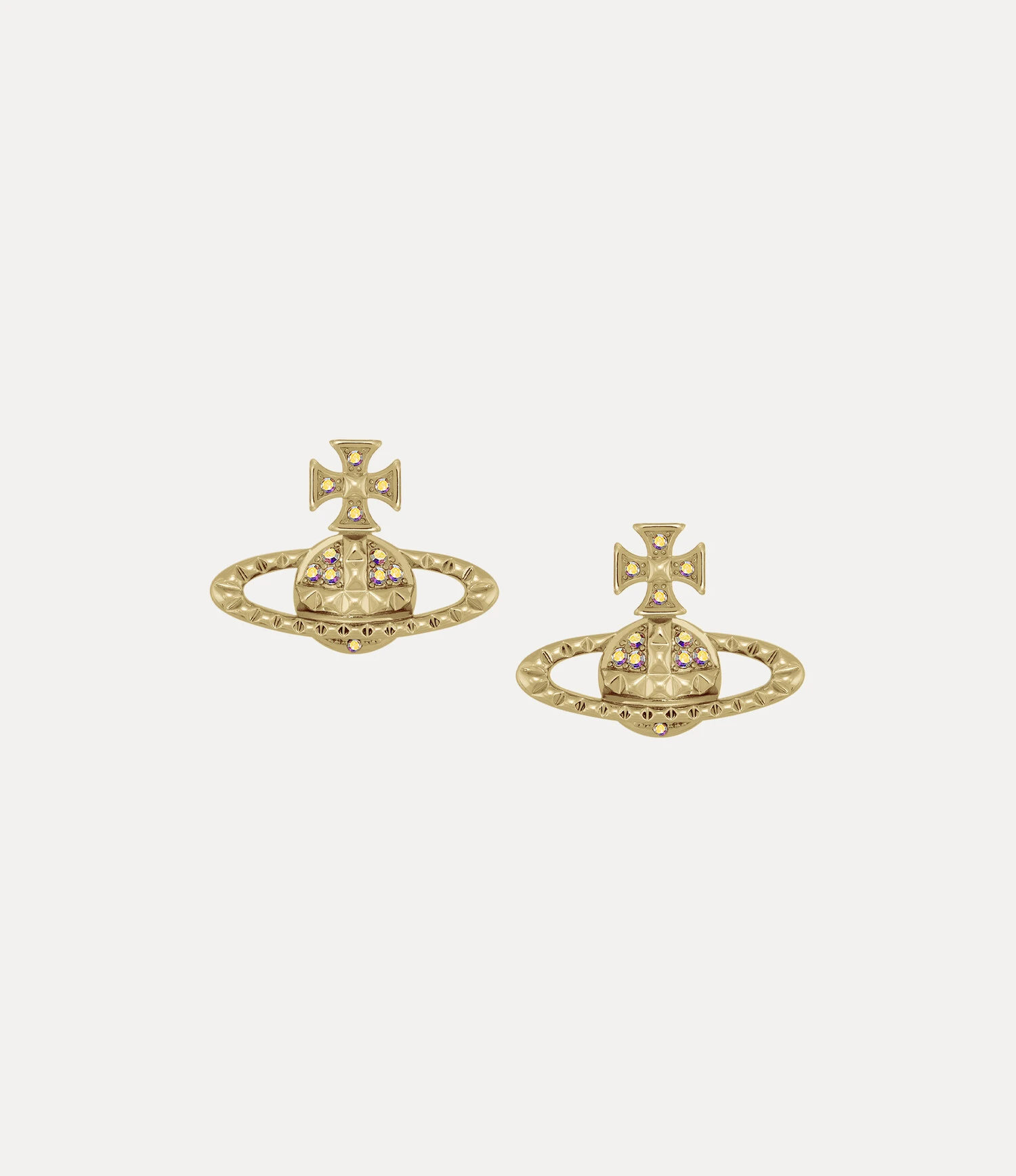 Vivienne Westwood｜Mayfair Bas Relief Earrings 薇薇安 西太后 土星 水鑽 浮雕 耳環 三色可選 金色 銀藍 玫瑰金