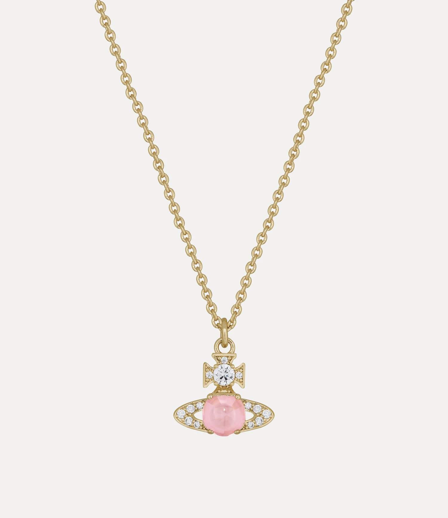 Vivienne Westwood｜Ondina Pendant Necklace 薇薇安 西太后 土星 粉鑽 水鑽 細鍊 項鍊 金色