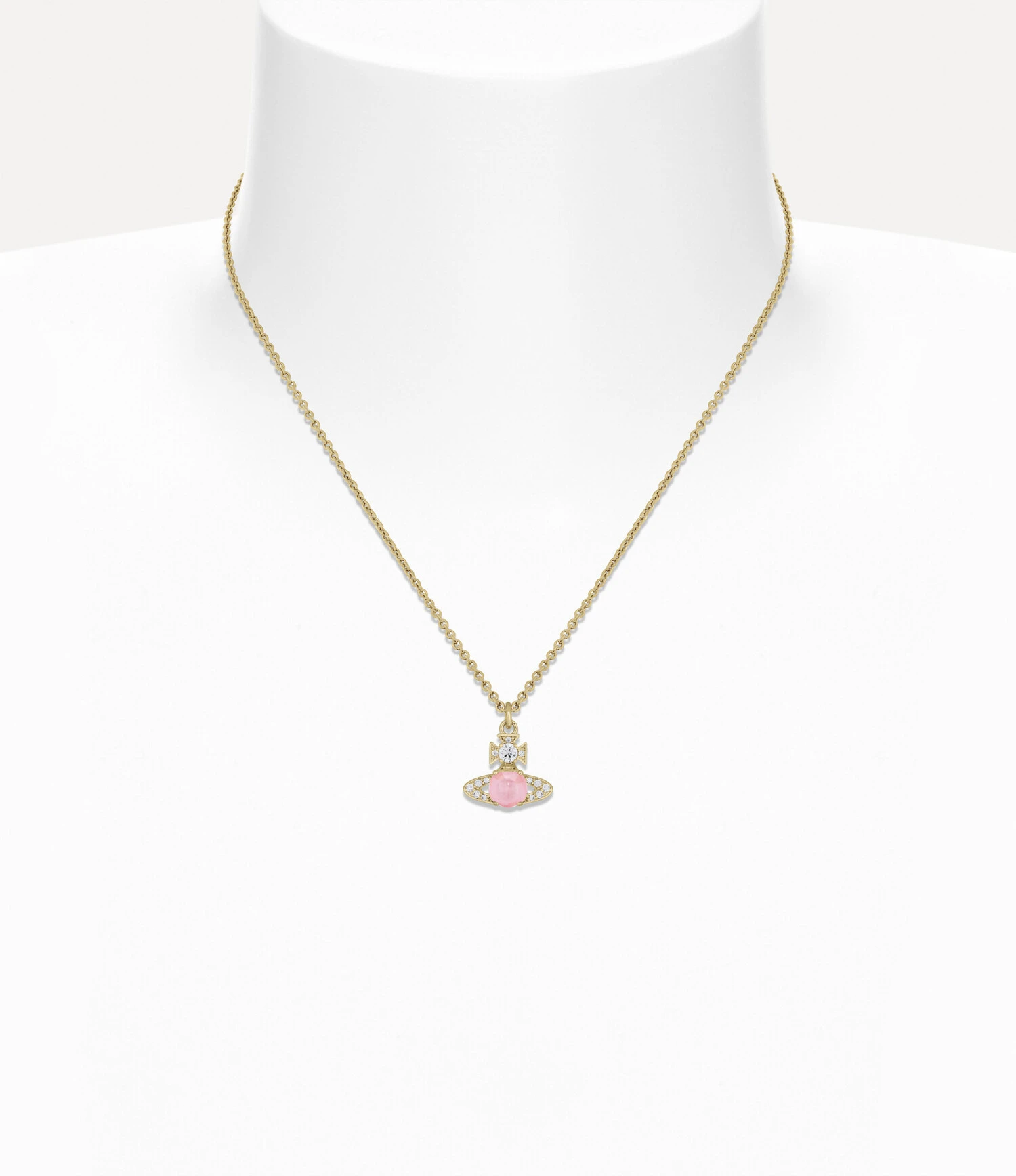 Vivienne Westwood｜Ondina Pendant Necklace 薇薇安 西太后 土星 粉鑽 水鑽 細鍊 項鍊 金色