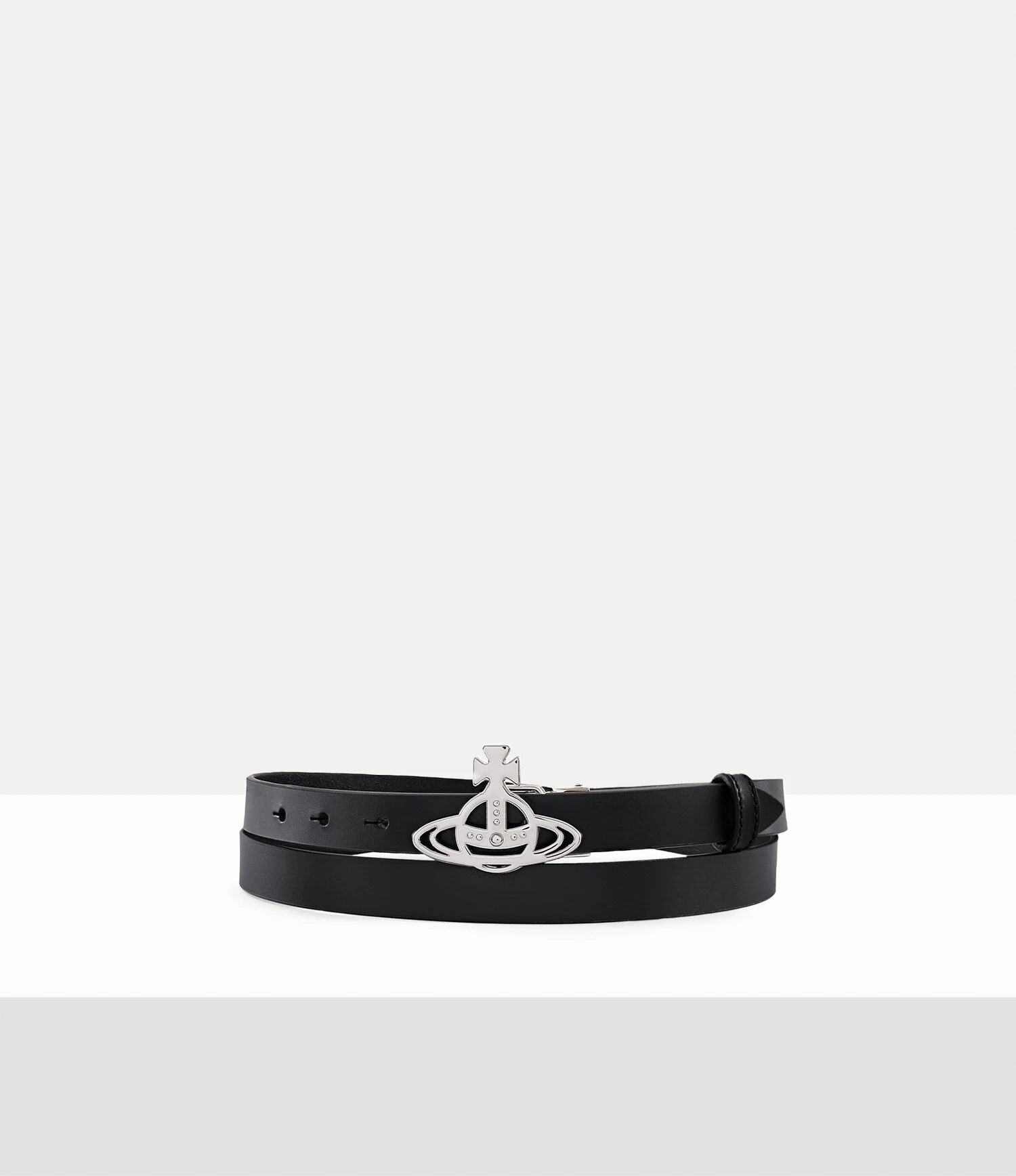 Vivienne Westwood｜Small Line Orb Buckle Belt 薇薇安 西太后 土星 扣頭 真皮 細皮帶 女款 黑色