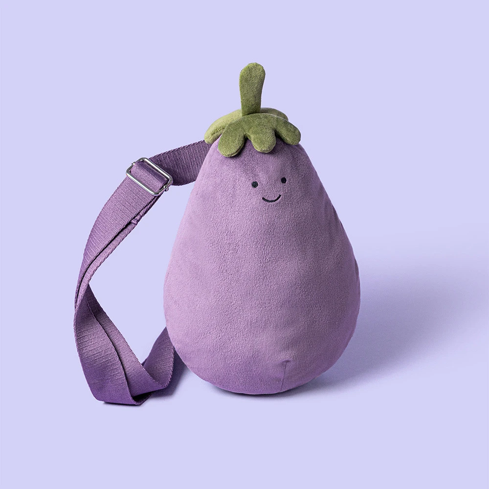 Jellycat｜Amuseables Aubergine Shoulder Bag 茄子 側背包 腰包 絨毛包 A4AUBBAG