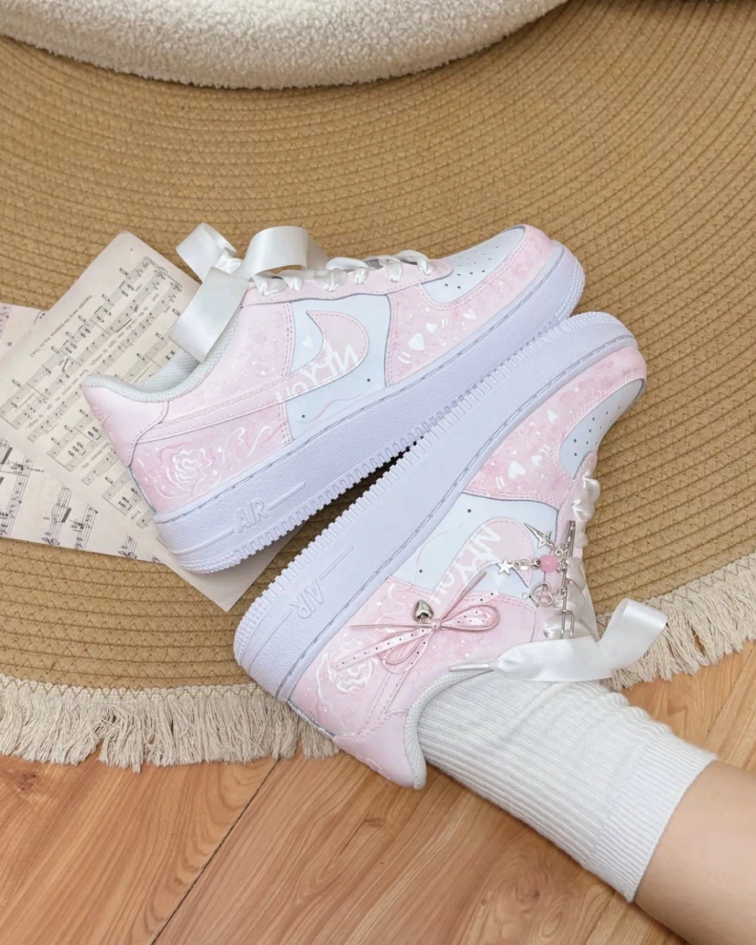 NIKE｜Nike Air Force 1 訂製款 ONLY YOU粉白配色 少女感 甜酷穿搭