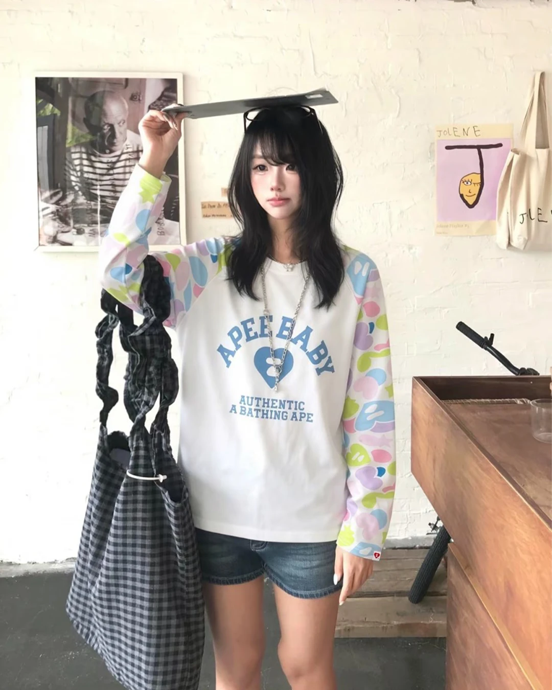 APEE｜Logo long-sleeve tee 愛心 迷彩 復古 印花 長袖  T 恤