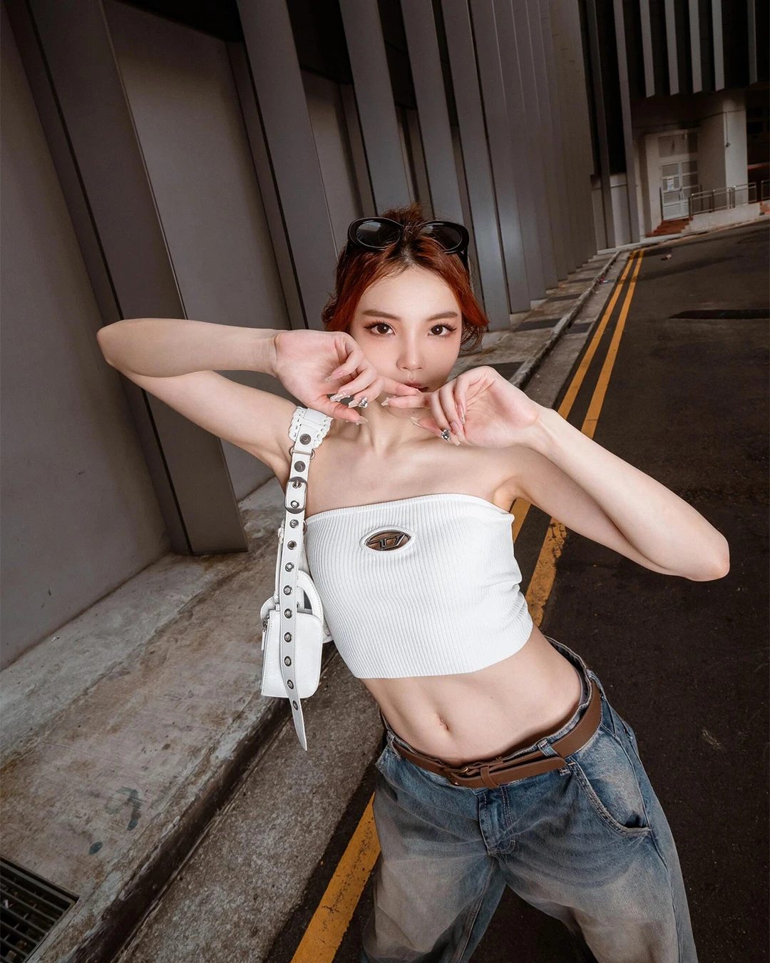 DIESEL｜M-Clarksville Bandeau 金屬標誌羅紋抹胸上衣