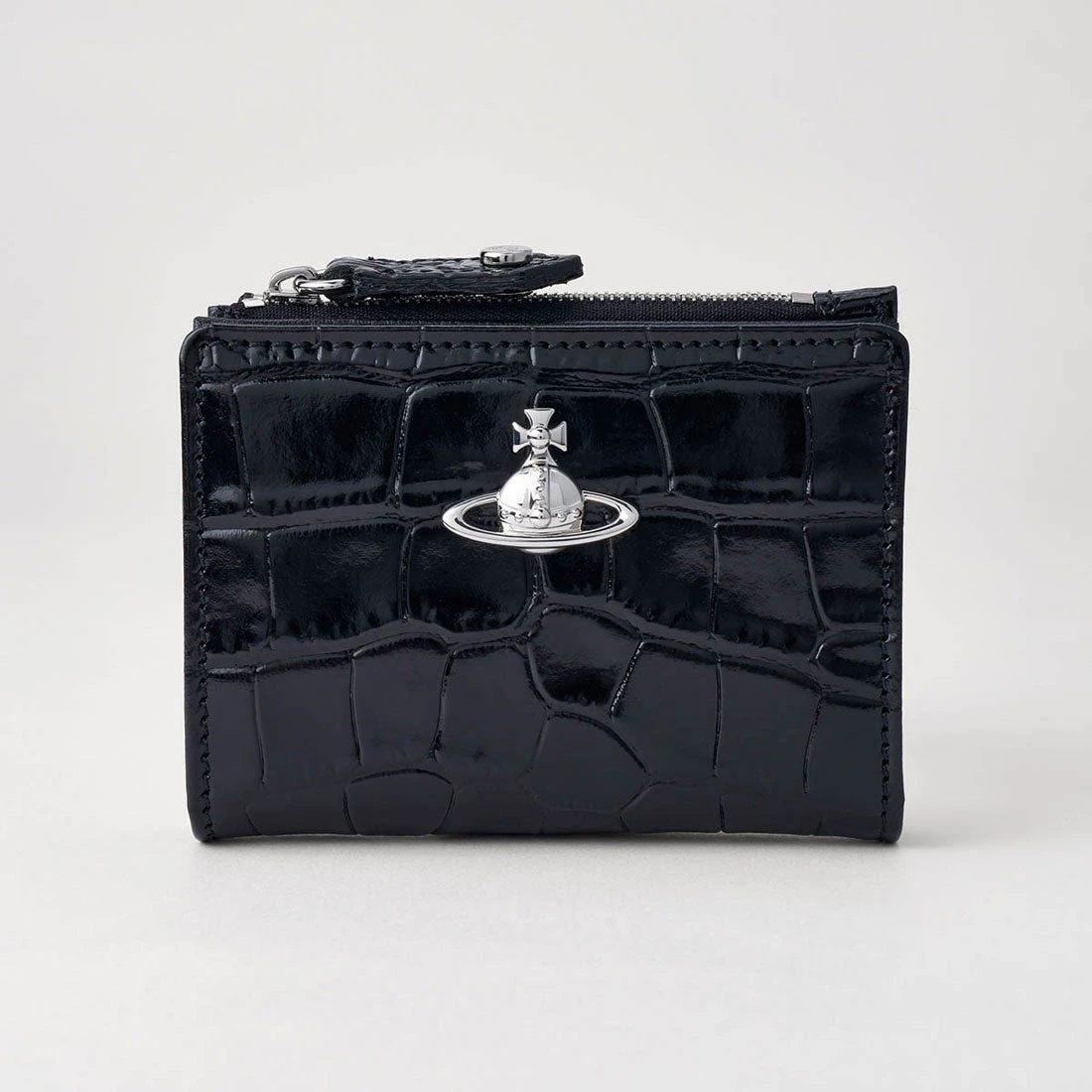 Vivienne Westwood｜Slim Flap Card Holder 薇薇安 西太后 小牛皮 鬱魚壓紋 土星 掉蓋 卡夾 零錢包 黑色