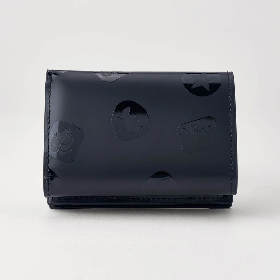 Vivienne Westwood｜Trifold Wallet 薇薇安 西太后 亮面 牛皮 滿版 土星 壓紋 三折 短夾 皮夾 黑色