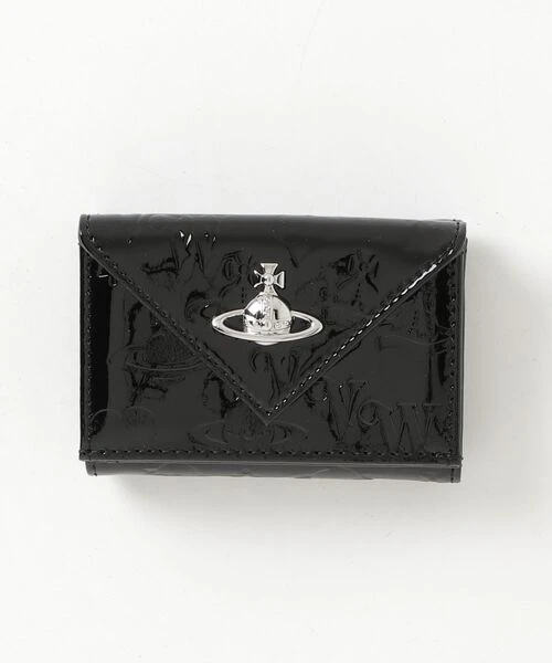 Vivienne Westwood MAN｜Jean Env Billford Pkt 薇薇安 西太后 亮面 牛皮 滿版 土星 壓紋 信封 三折 短夾 黑色