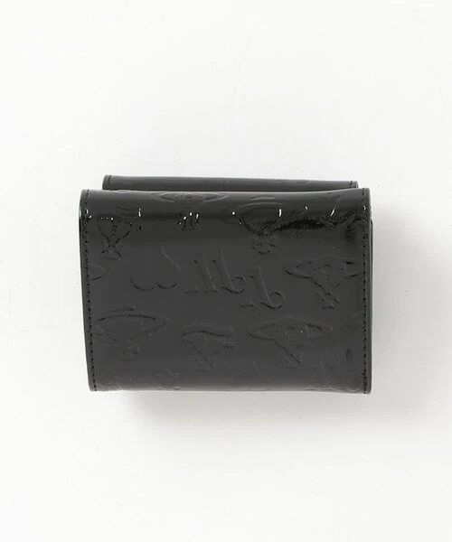 Vivienne Westwood MAN｜Jean Small Flap Purse 薇薇安 西太后 亮面 牛皮 滿版 土星 壓紋 掉蓋 短夾 零錢包 黑色
