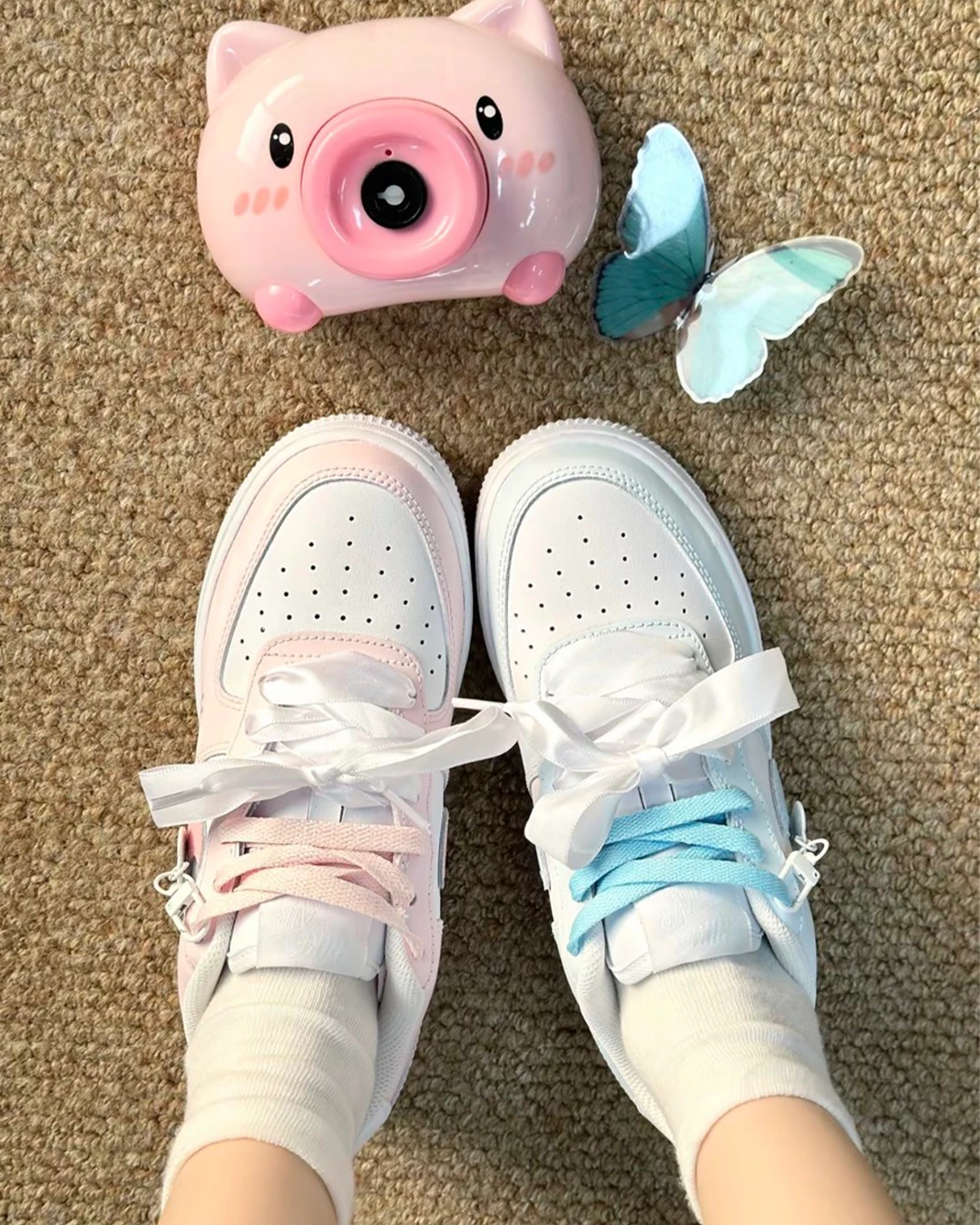 NIKE｜Air Force 1 07 夢幻粉藍 鴛鴦配色 粉藍貓咪 訂製款