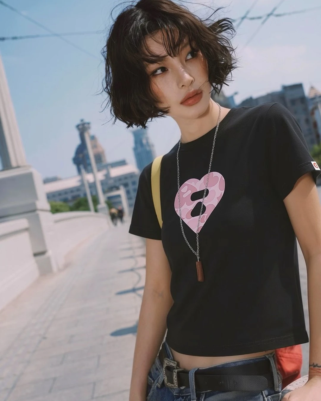 APEE｜愛心迷彩猿人頭 短版T恤 黑 白 深藍 3色