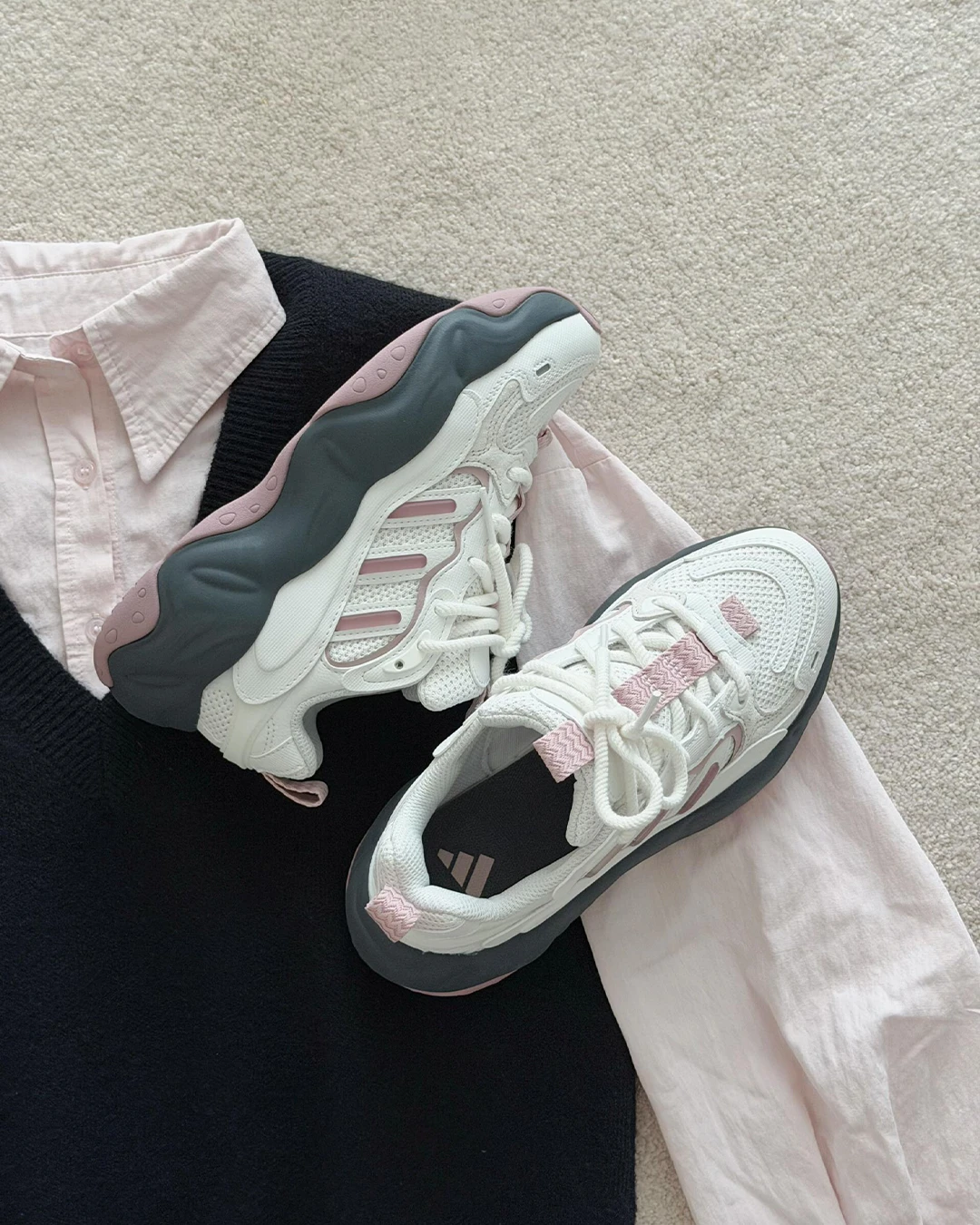 ADIDAS｜VALLINA 白粉 夾心 厚底 老爹鞋 復古休閒鞋 IM7683