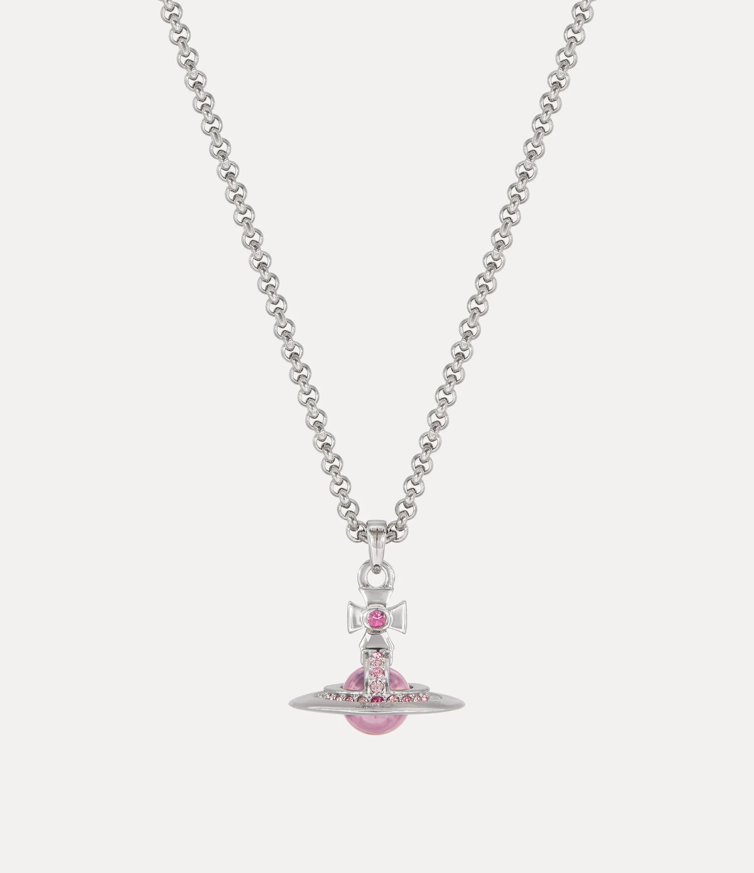 Vivienne Westwood｜New Petite Orb 迷你土星項鍊 銀色 玫瑰粉水鑽 西太后 薇薇安