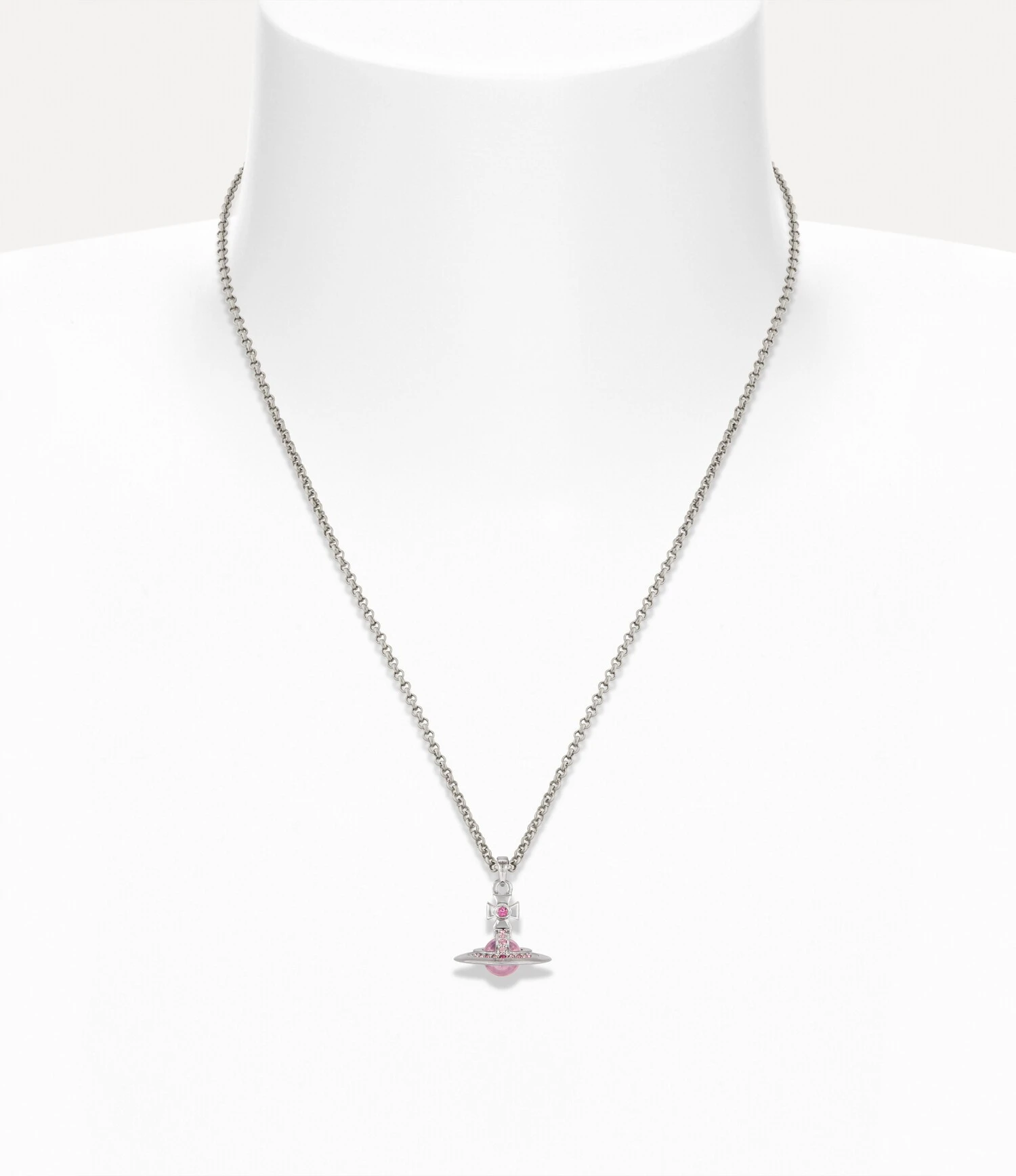 Vivienne Westwood｜New Petite Orb 迷你土星項鍊 銀色 玫瑰粉水鑽 西太后 薇薇安