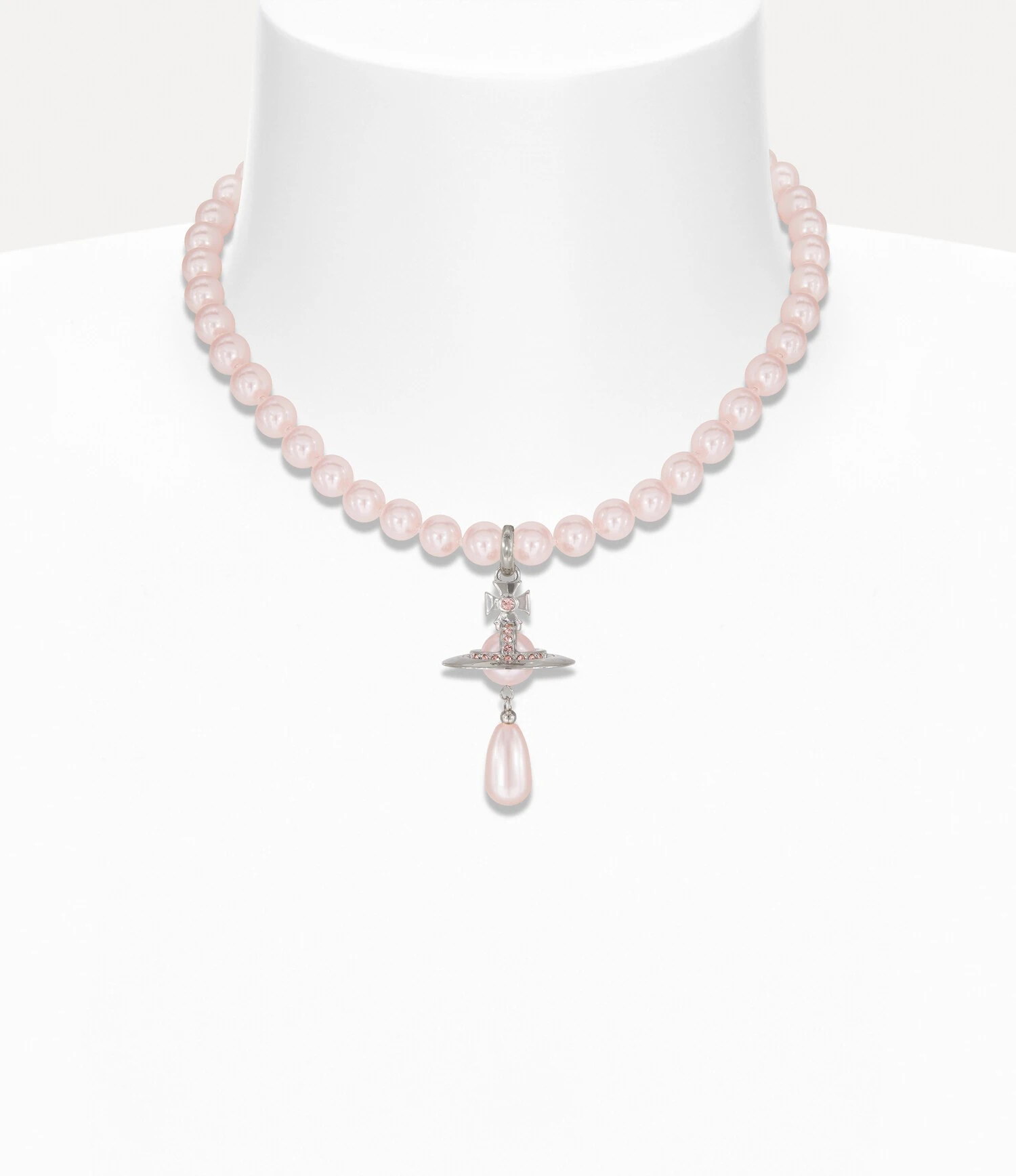 Vivienne Westwood｜One Row Pearl Drop Choker 薇薇安 西太后 粉珍珠 水滴珍珠 土星 頸鍊 短項鍊 銀色