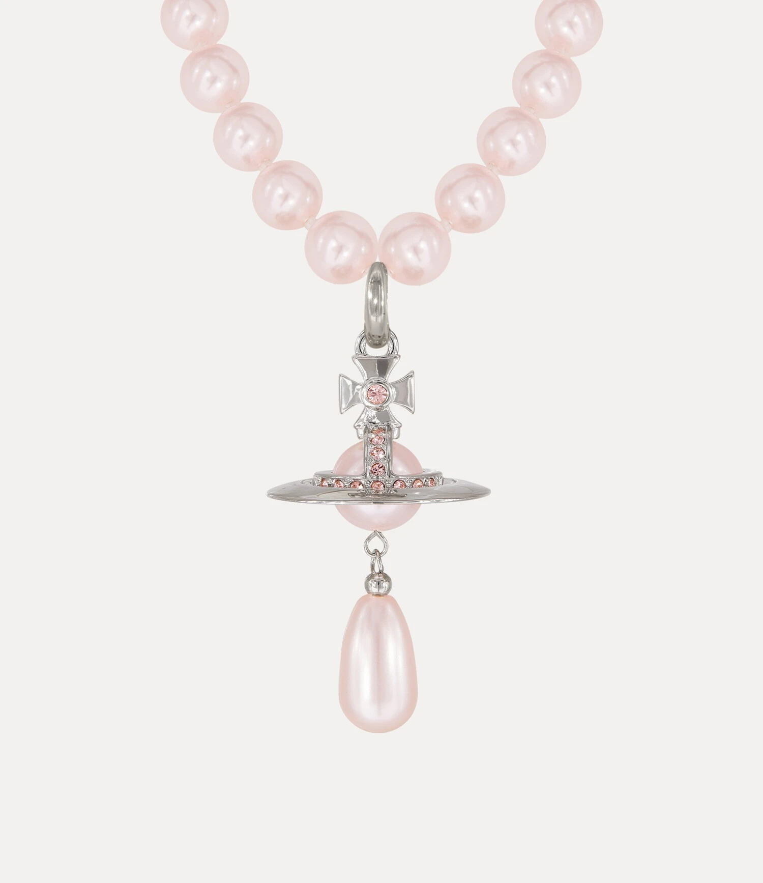 Vivienne Westwood｜One Row Pearl Drop Choker 薇薇安 西太后 粉珍珠 水滴珍珠 土星 頸鍊 短項鍊 銀色
