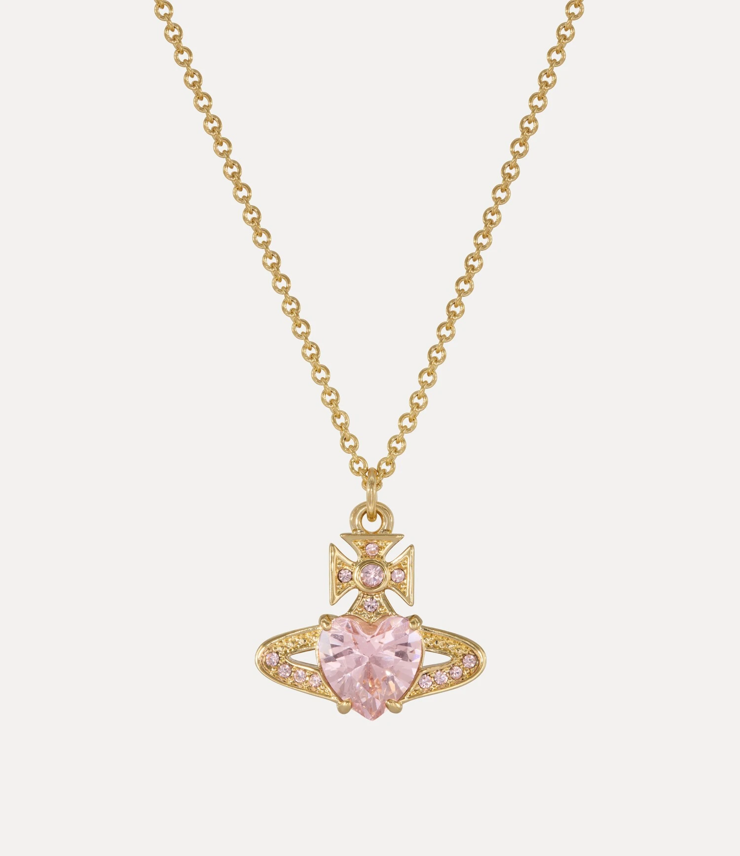 Vivienne Westwood｜Ariella Pendant Necklace 薇薇安 西太后 愛心 土星 粉鑽 吊墜 項鍊 金色