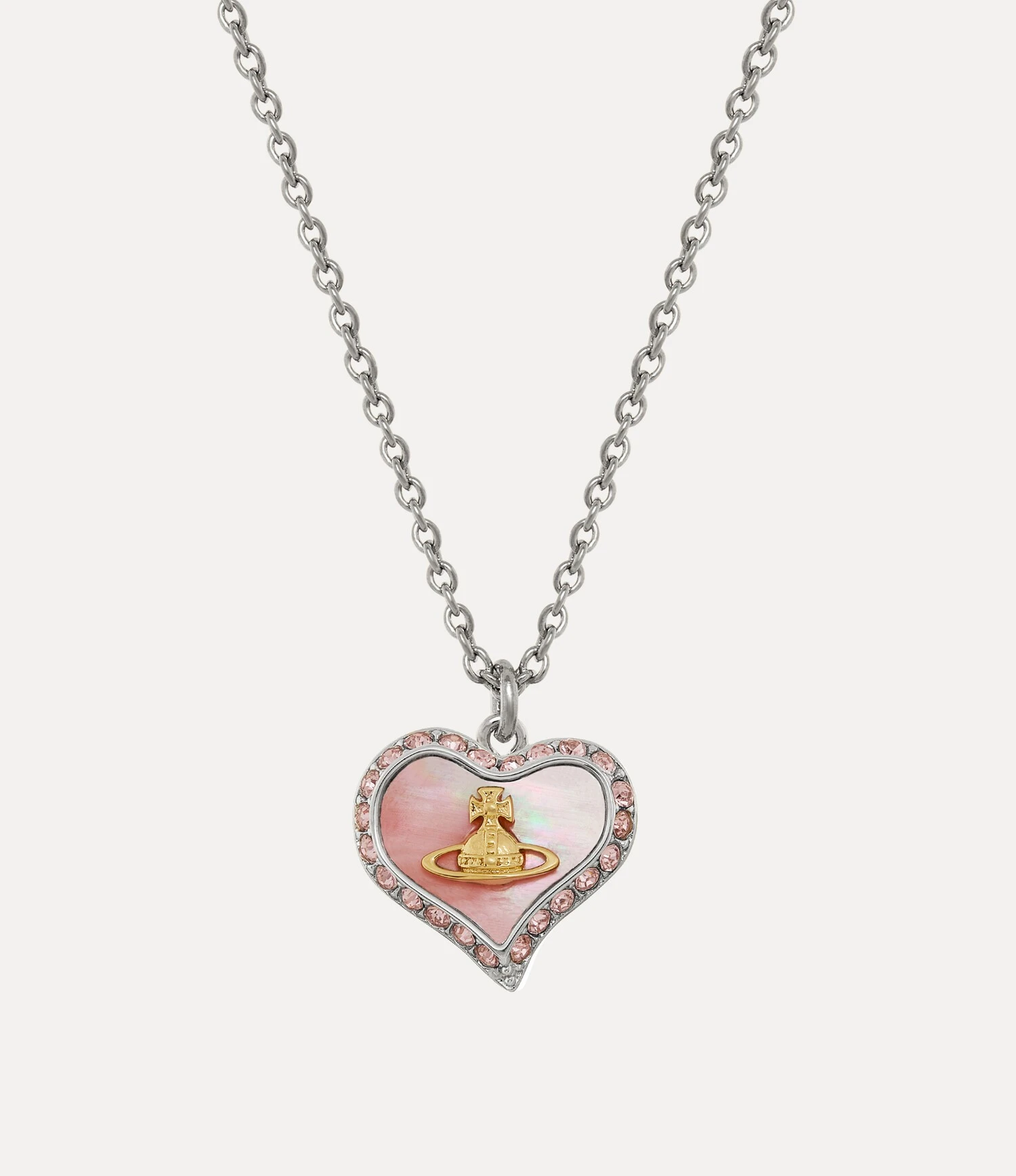Vivienne Westwood｜Petra Pendant Necklace 薇薇安 西太后 愛心 珍珠母貝 土星 吊墜 項鍊 銀色 珊瑚粉