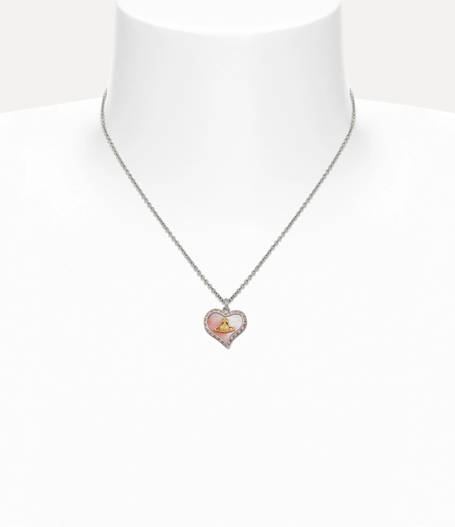 Vivienne Westwood｜Petra Pendant Necklace 薇薇安 西太后 愛心 珍珠母貝 土星 吊墜 項鍊 銀色 珊瑚粉