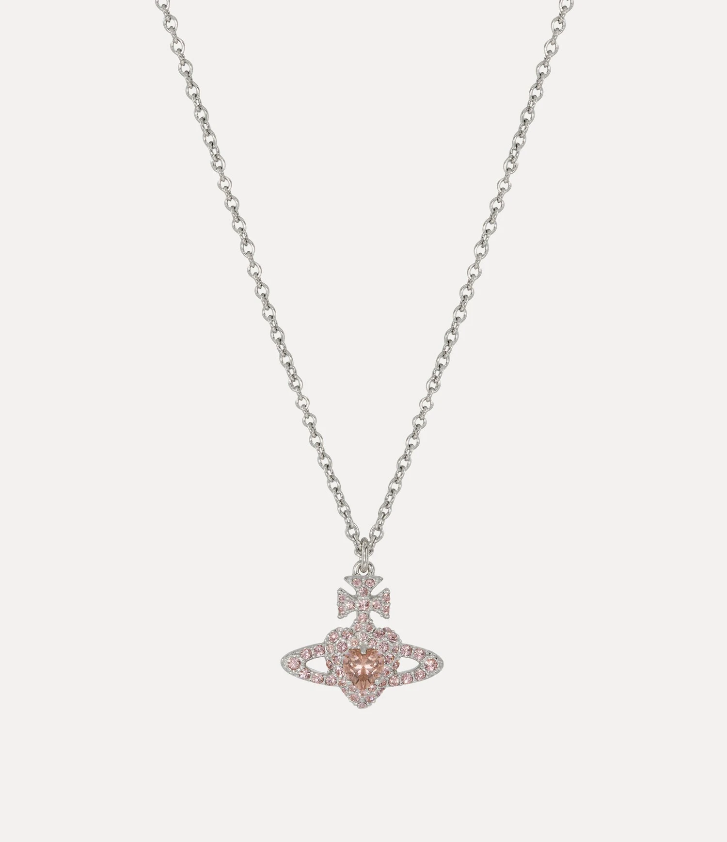 Vivienne Westwood｜Vita Pendant Necklace 薇薇安 西太后 愛心 土星 粉鑽 吊墜 項鍊 銀色