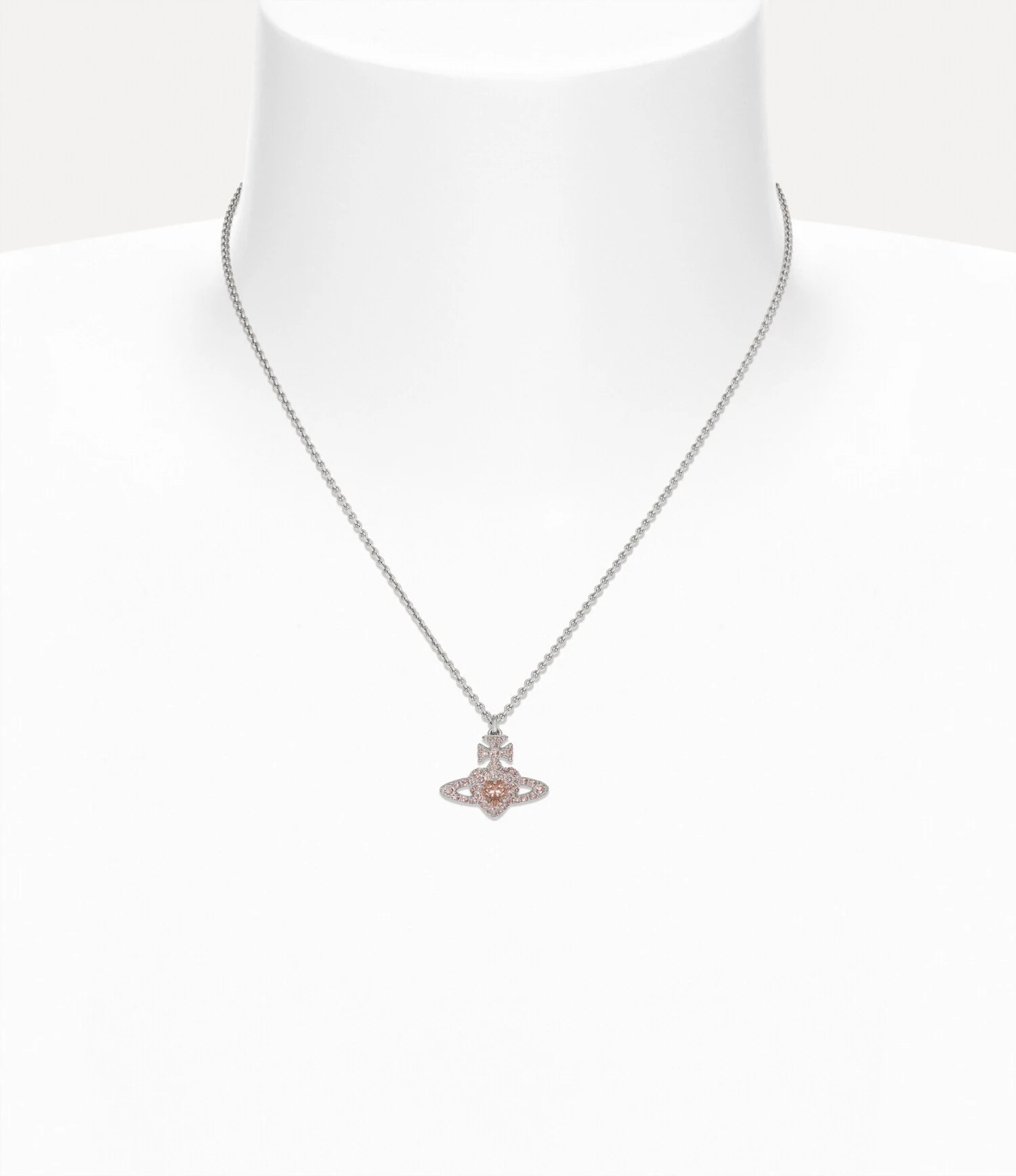 Vivienne Westwood｜Vita Pendant Necklace 薇薇安 西太后 愛心 土星 粉鑽 吊墜 項鍊 銀色