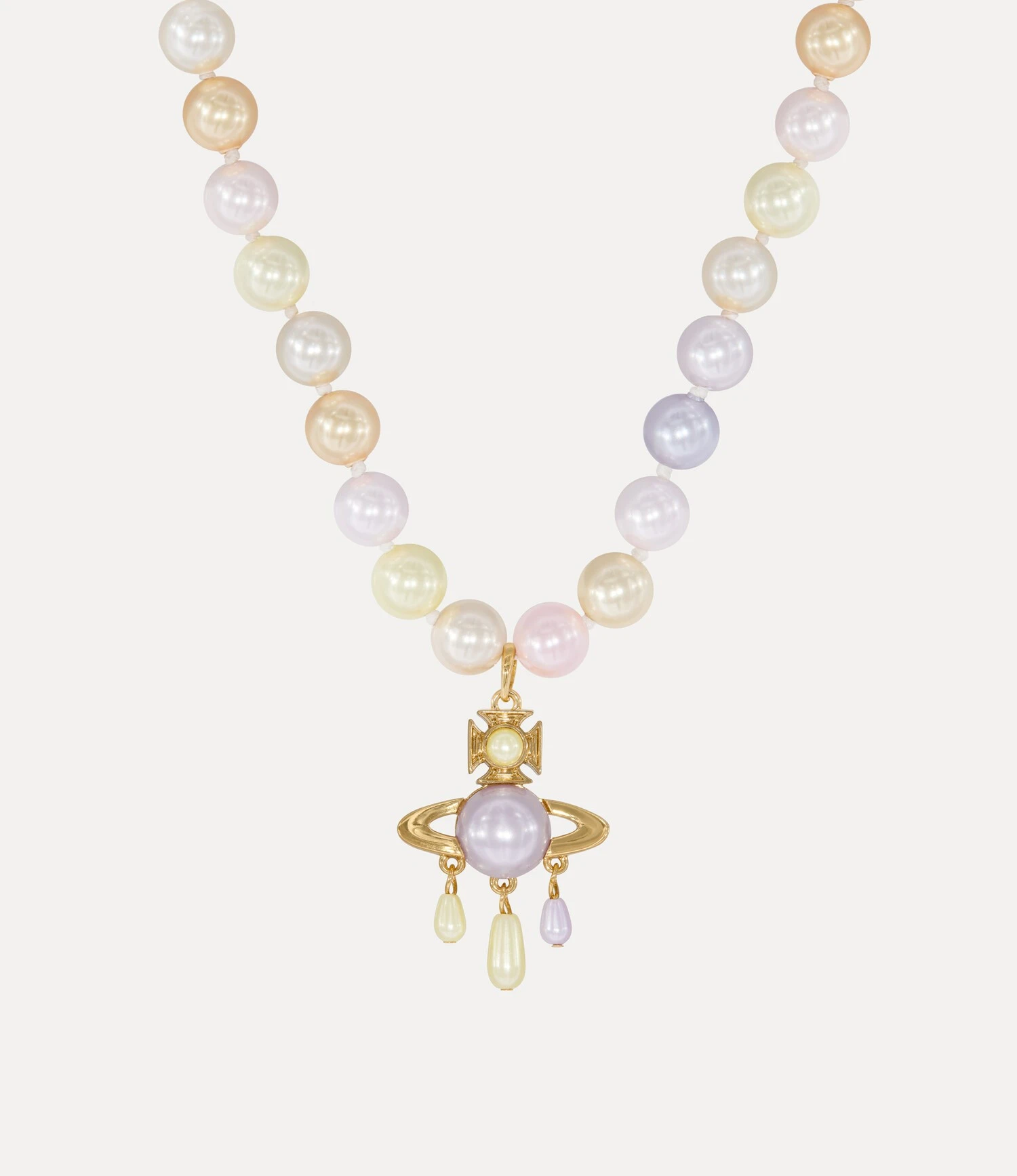 Vivienne Westwood｜Lilah Pearl Necklace 薇薇安 西太后 馬卡龍 彩色珍珠 土星 項鍊 金色