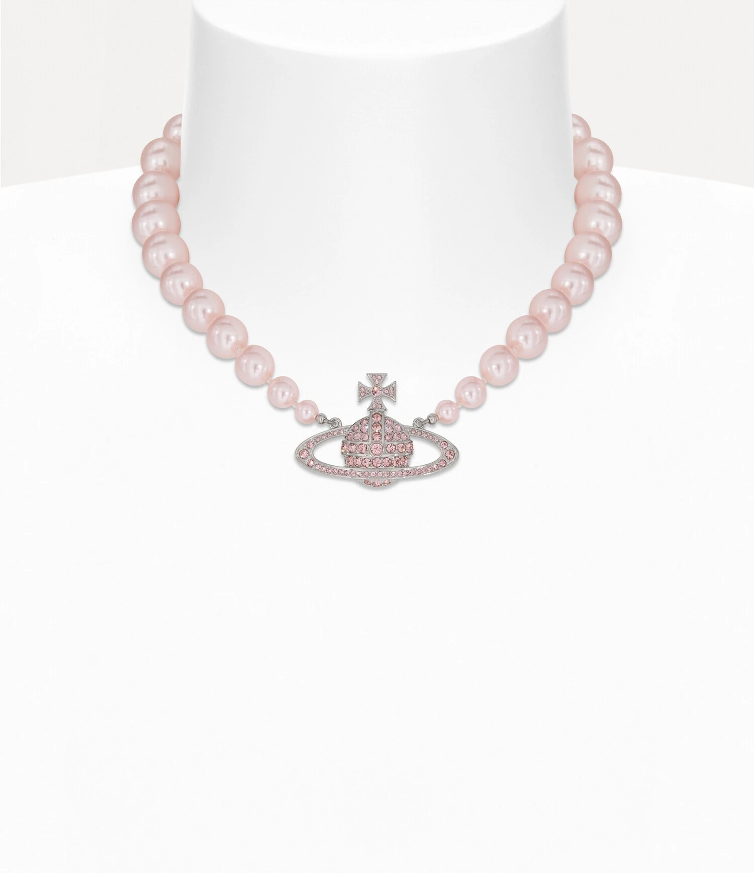 Vivienne Westwood｜One Row Bas Relief Pearl Choker 薇薇安 西太后 土星 粉珍珠 頸鍊 短項鍊 浮雕 水鑽 銀色