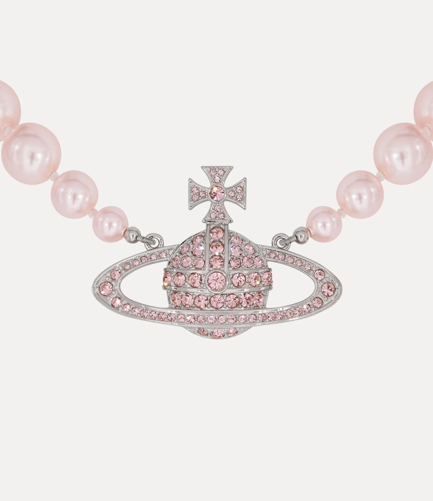 Vivienne Westwood｜One Row Bas Relief Pearl Choker 薇薇安 西太后 土星 粉珍珠 頸鍊 短項鍊 浮雕 水鑽 銀色
