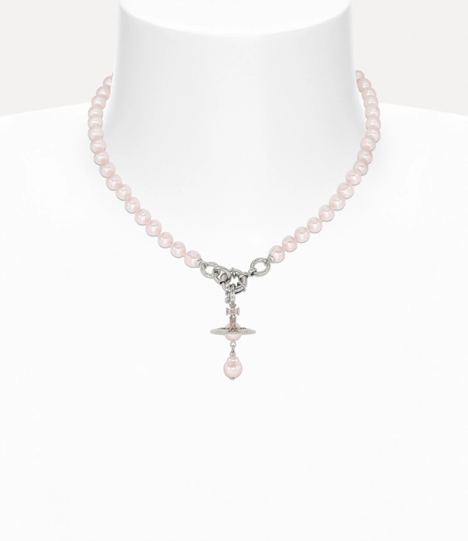 Vivienne Westwood｜Aleksa Necklace 薇薇安 西太后 粉色 巴洛克珍珠 土星 頸鍊 短項鍊 銀色