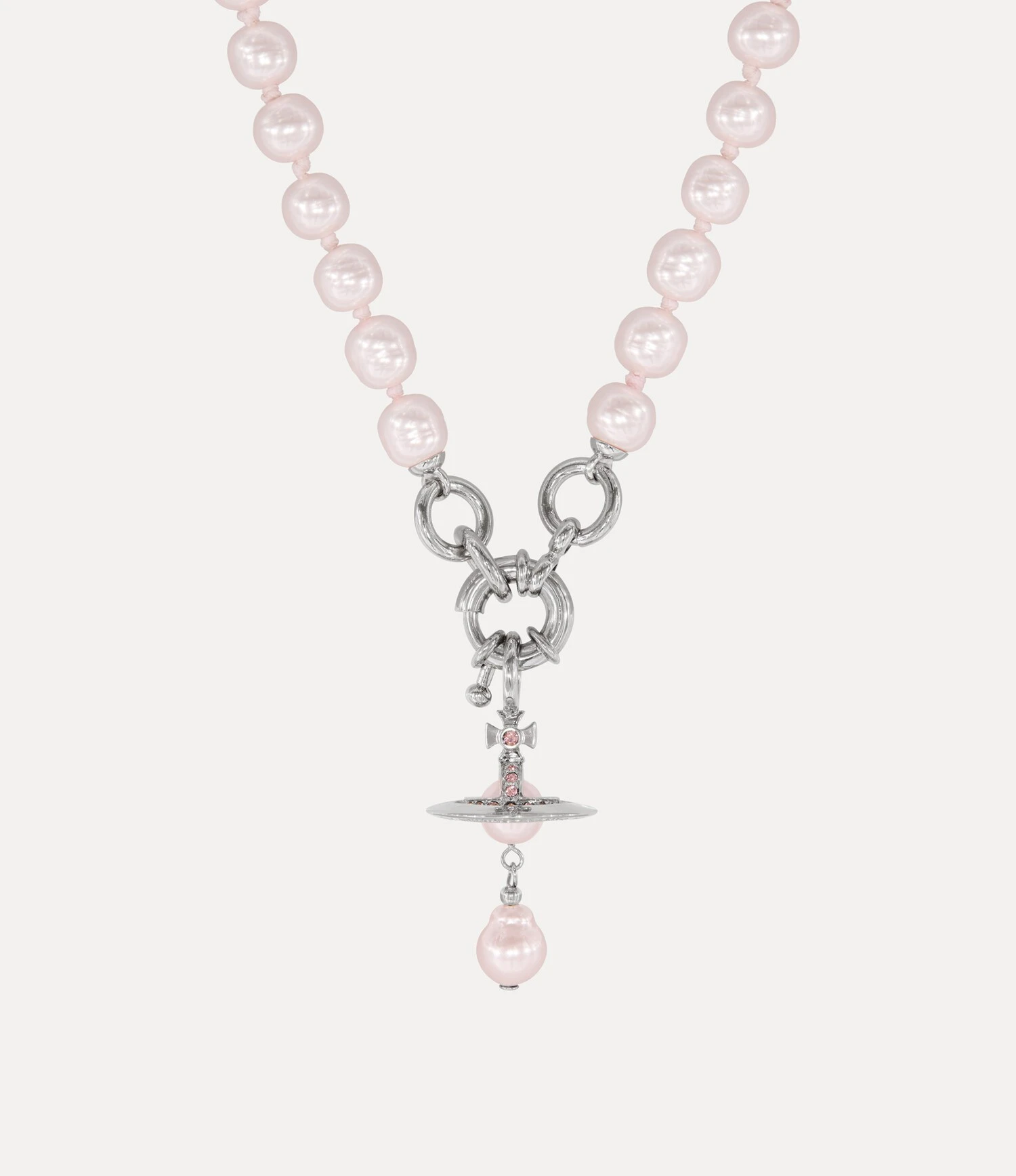 Vivienne Westwood｜Aleksa Necklace 薇薇安 西太后 粉色 巴洛克珍珠 土星 頸鍊 短項鍊 銀色