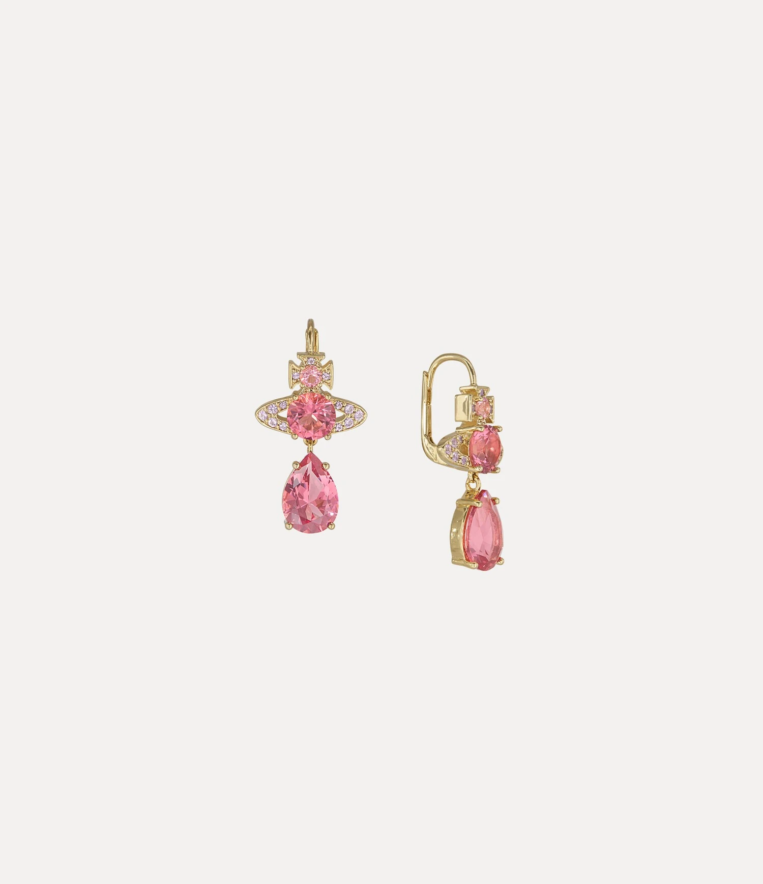 Vivienne Westwood｜Ismene Drop Earrings 薇薇安 西太后 土星 水滴 粉鑽 垂墜 耳環 金色 銀色 兩色可選