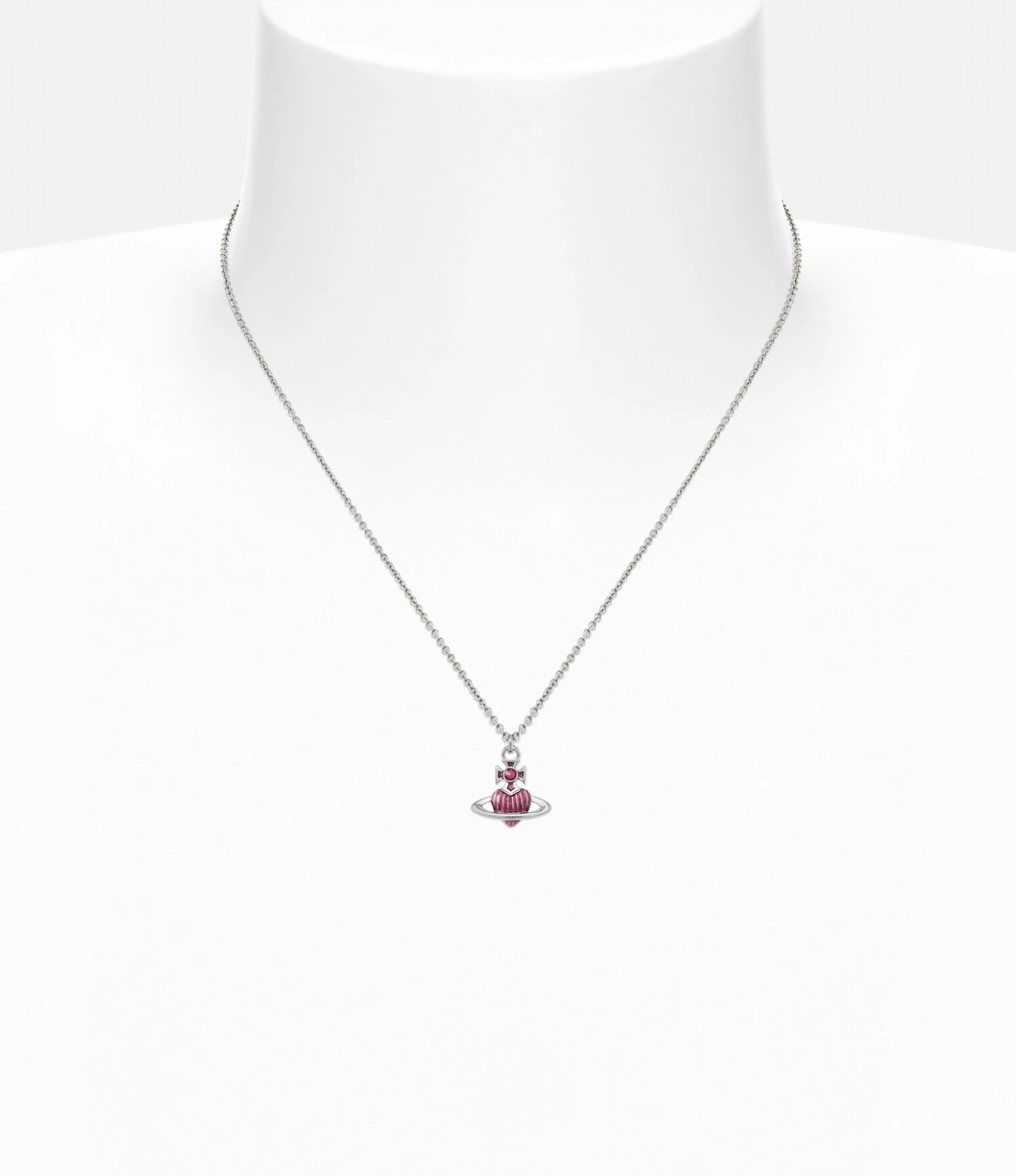 Vivienne Westwood｜Fabianna Bas Relief Pendant Necklace 薇薇安 西太后 愛心 土星 琺瑯 吊墜 項鍊 銀色 粉色