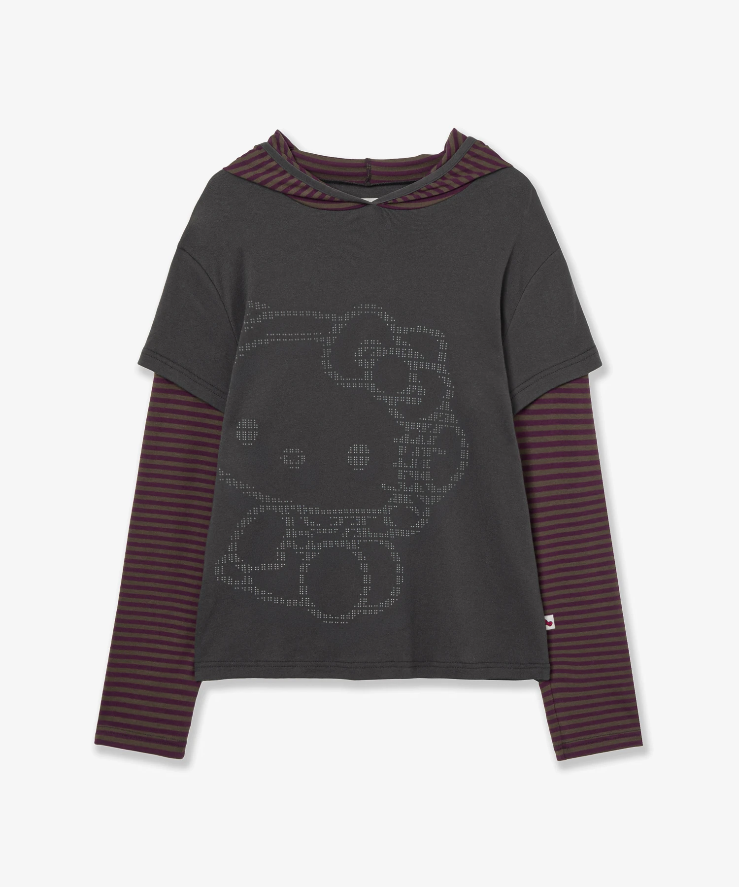 AEAE Hello Kitty 假兩件疊穿連帽上衣 紫色