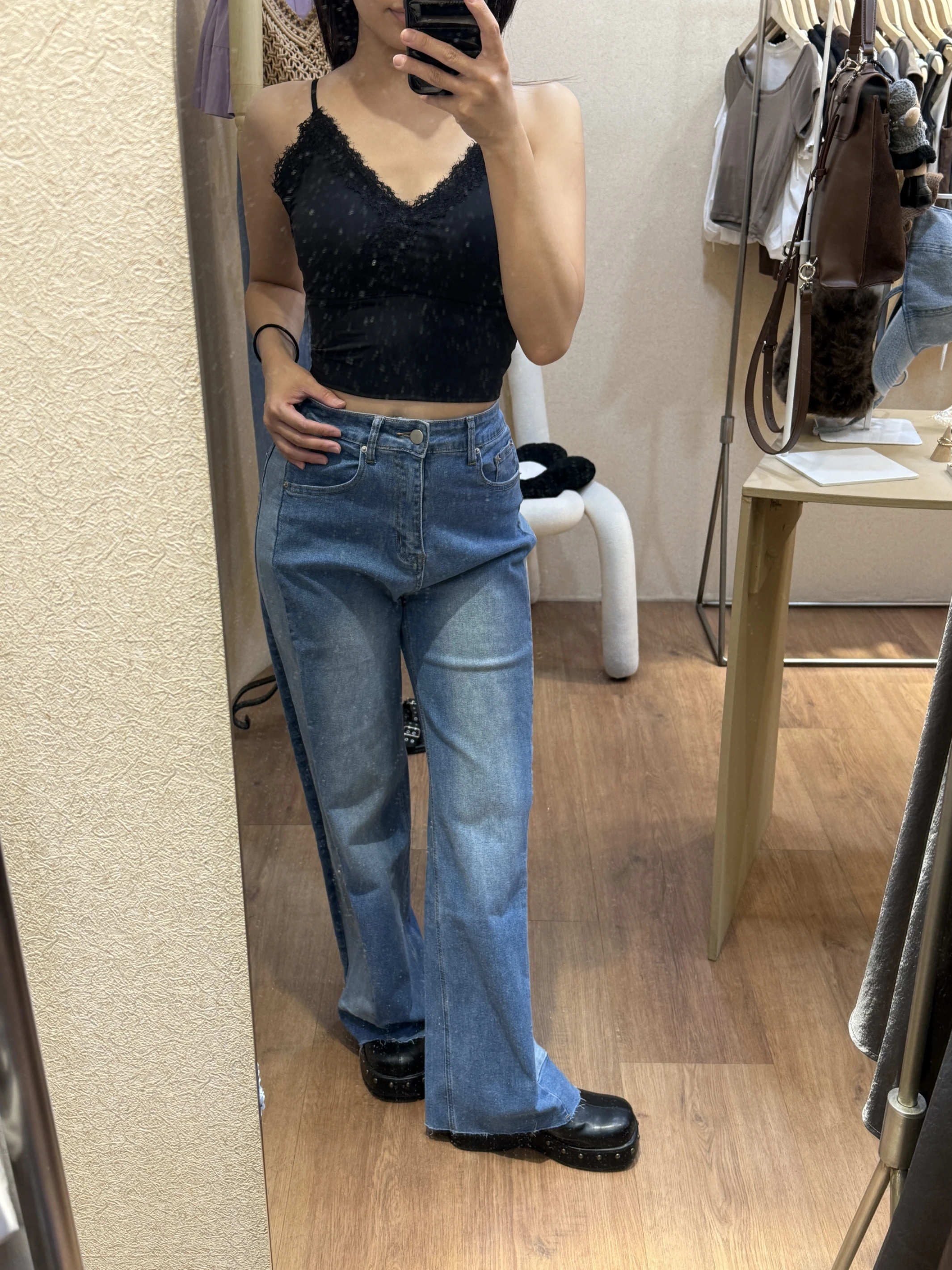 Birthday經典拼接顯瘦寬褲