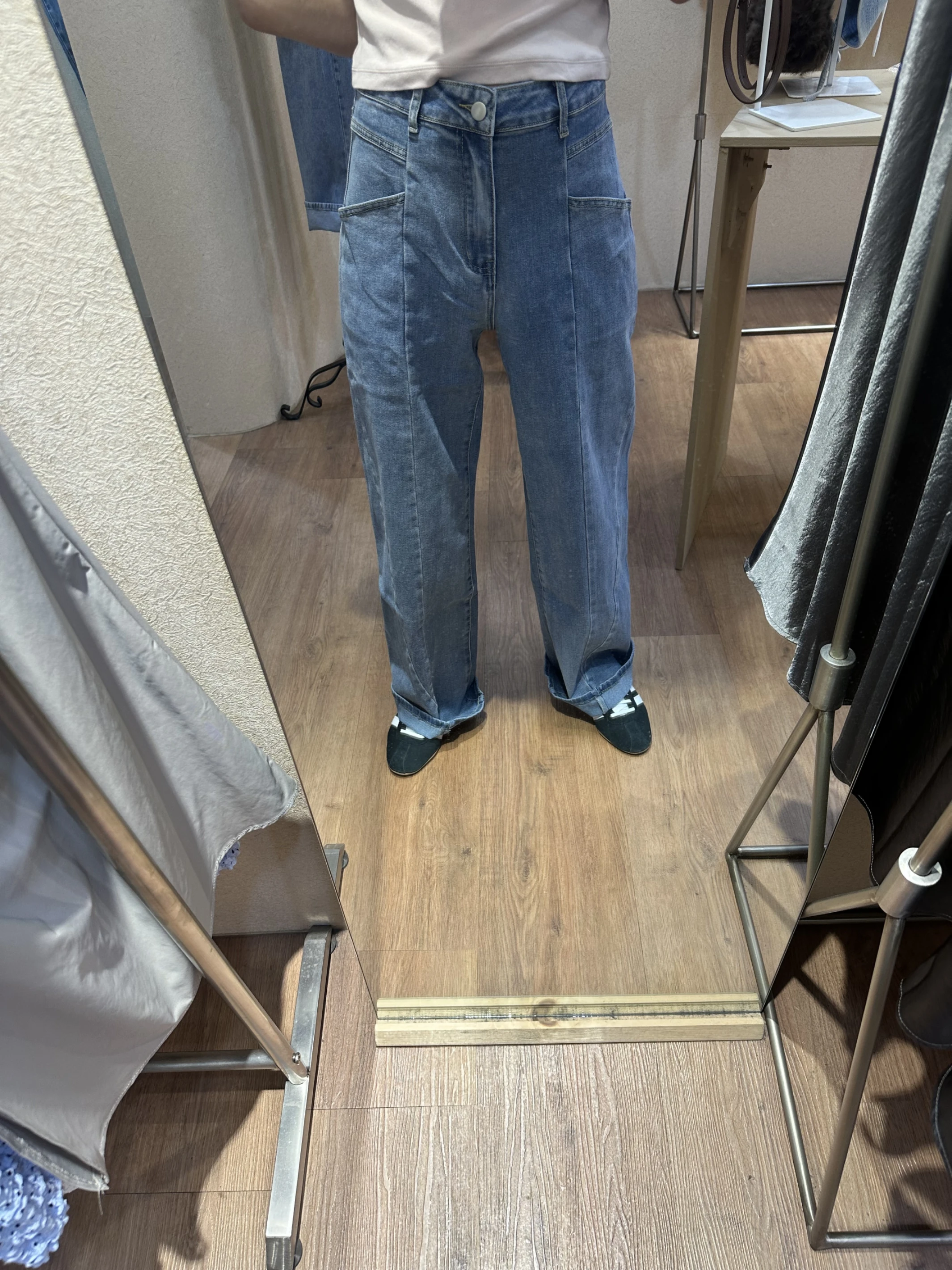 Birthday側縫線牛仔寬褲
