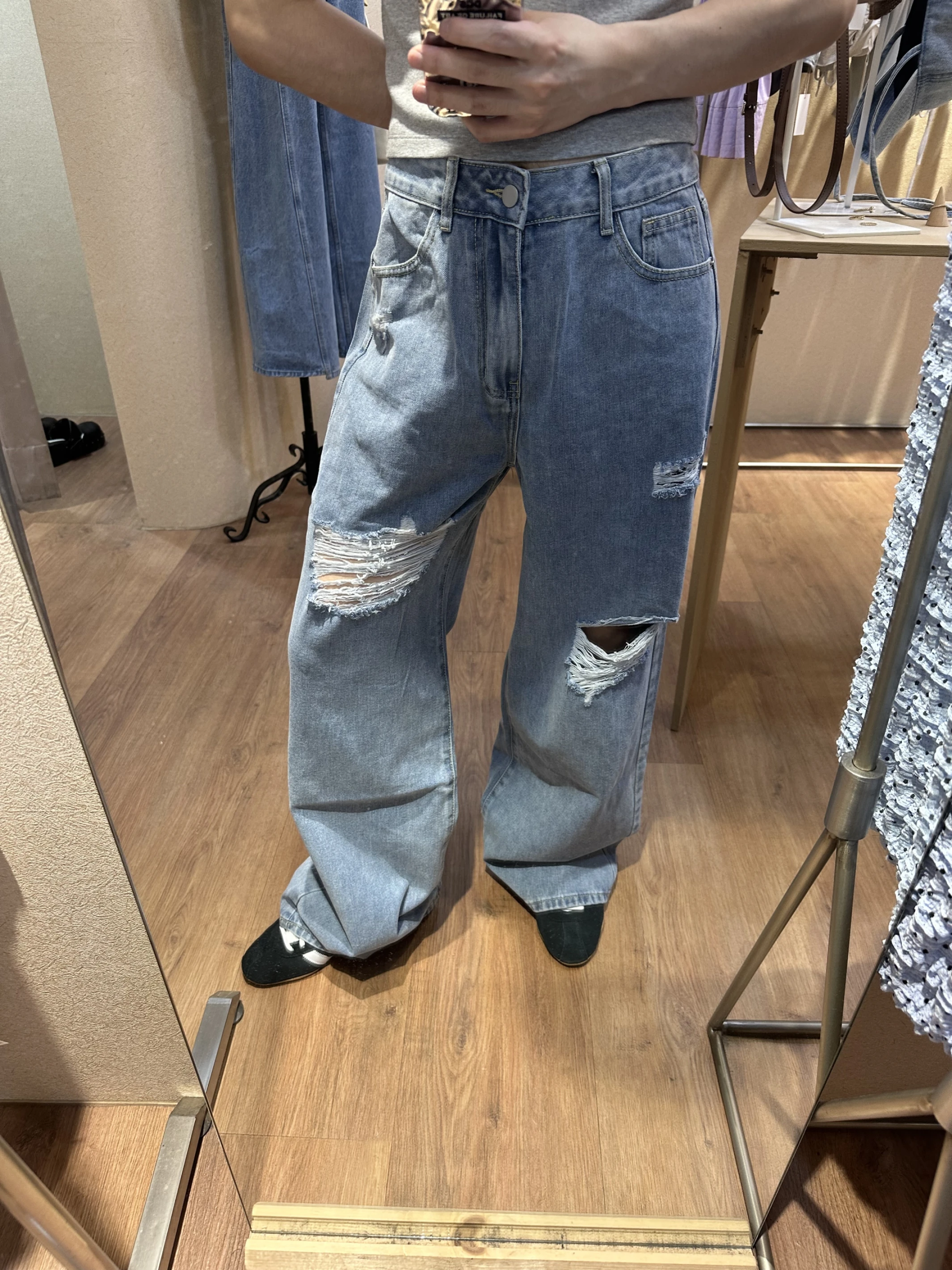 Birthday個性百搭顯瘦牛仔寬褲