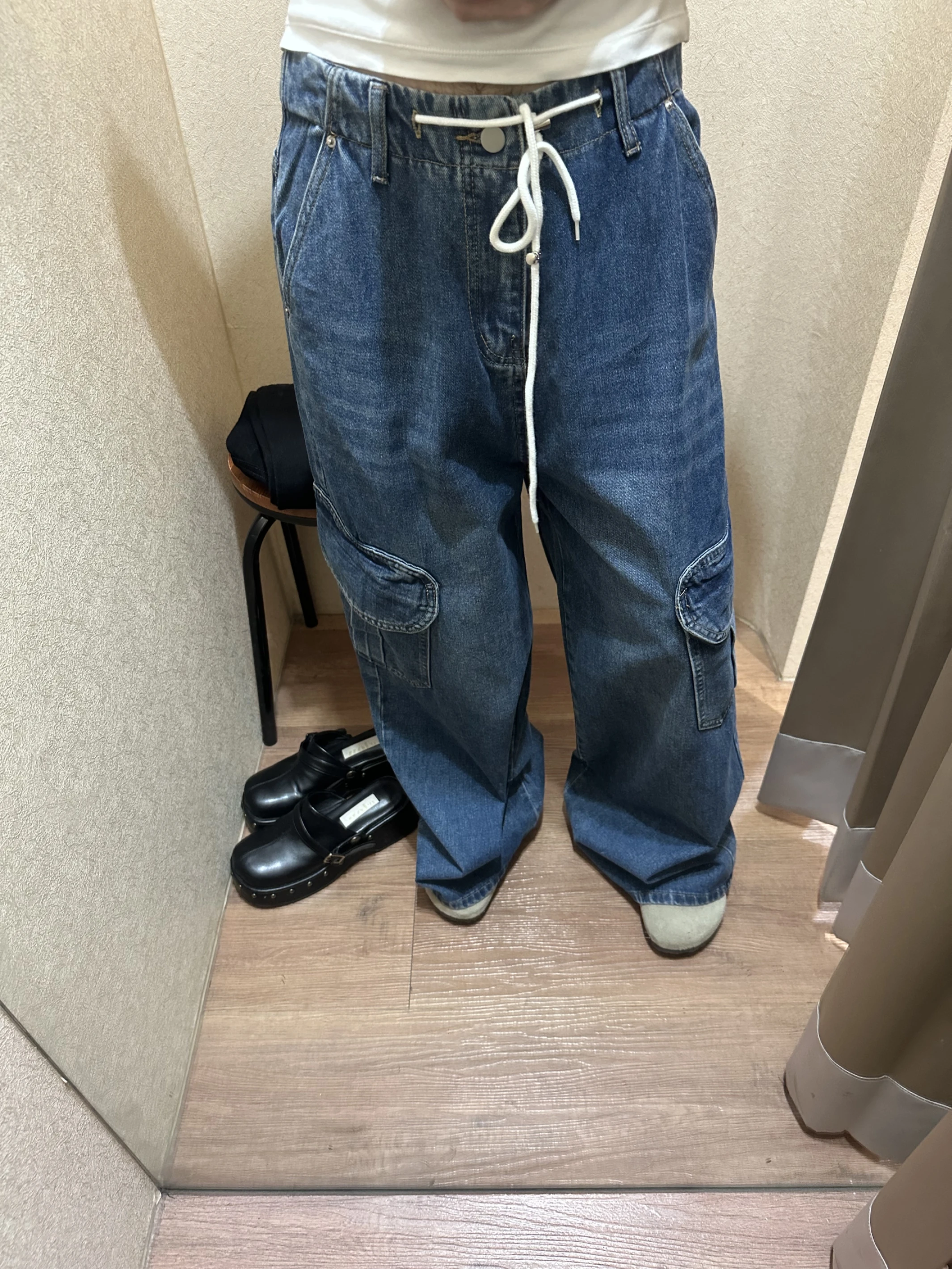 Birthday愛心口袋工裝牛仔寬褲