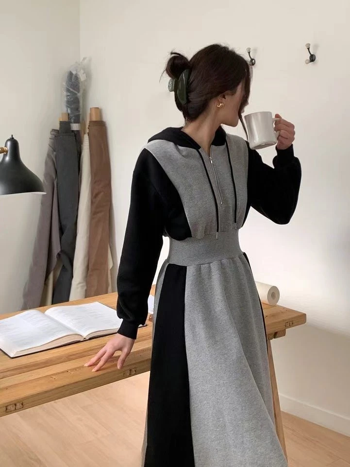 Birthday撞色立體剪裁連帽刷毛套裝