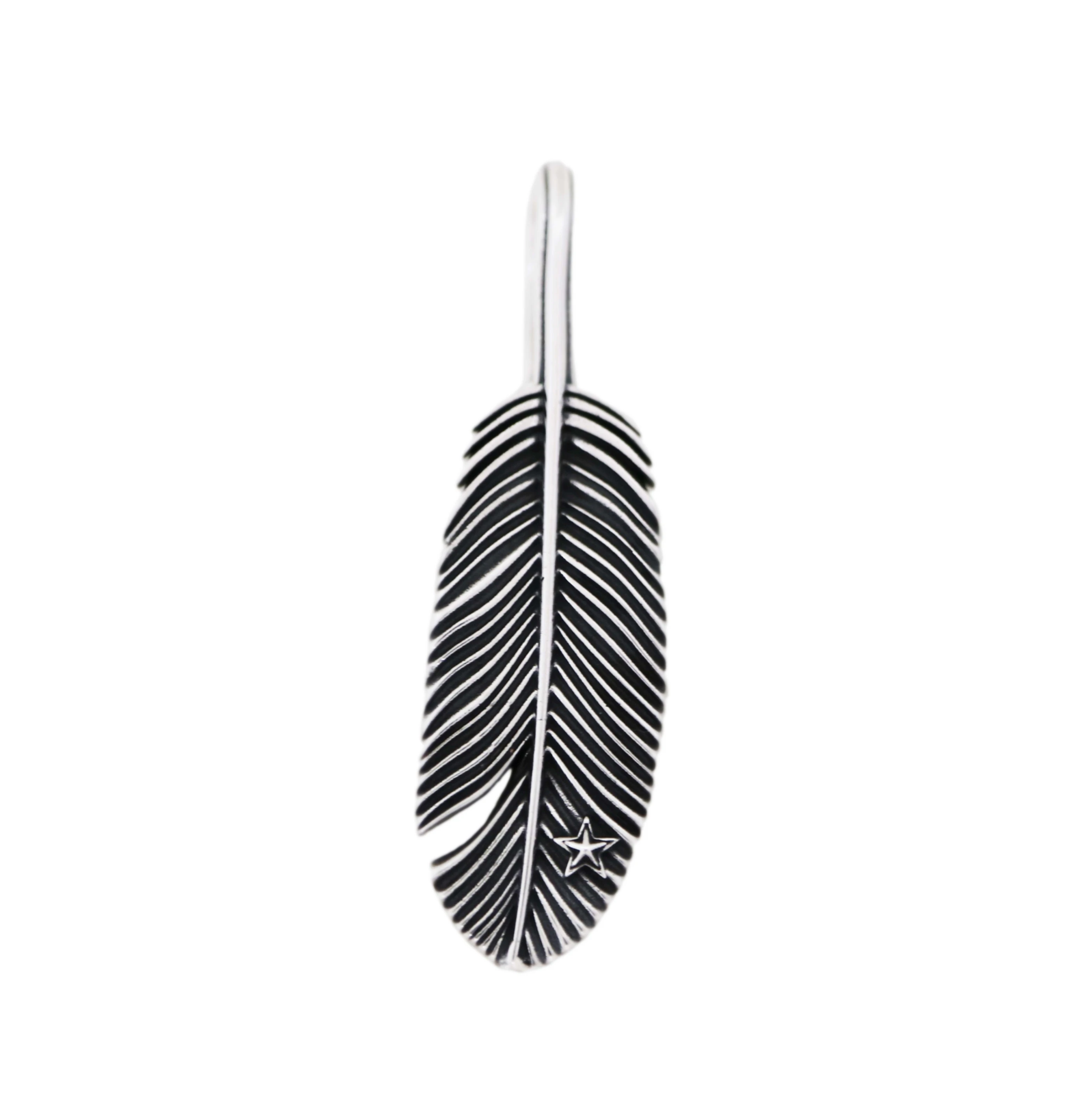 CS NAVAJO TINY STAR ARROW FEATHER LEFT TWISTED PENDANT