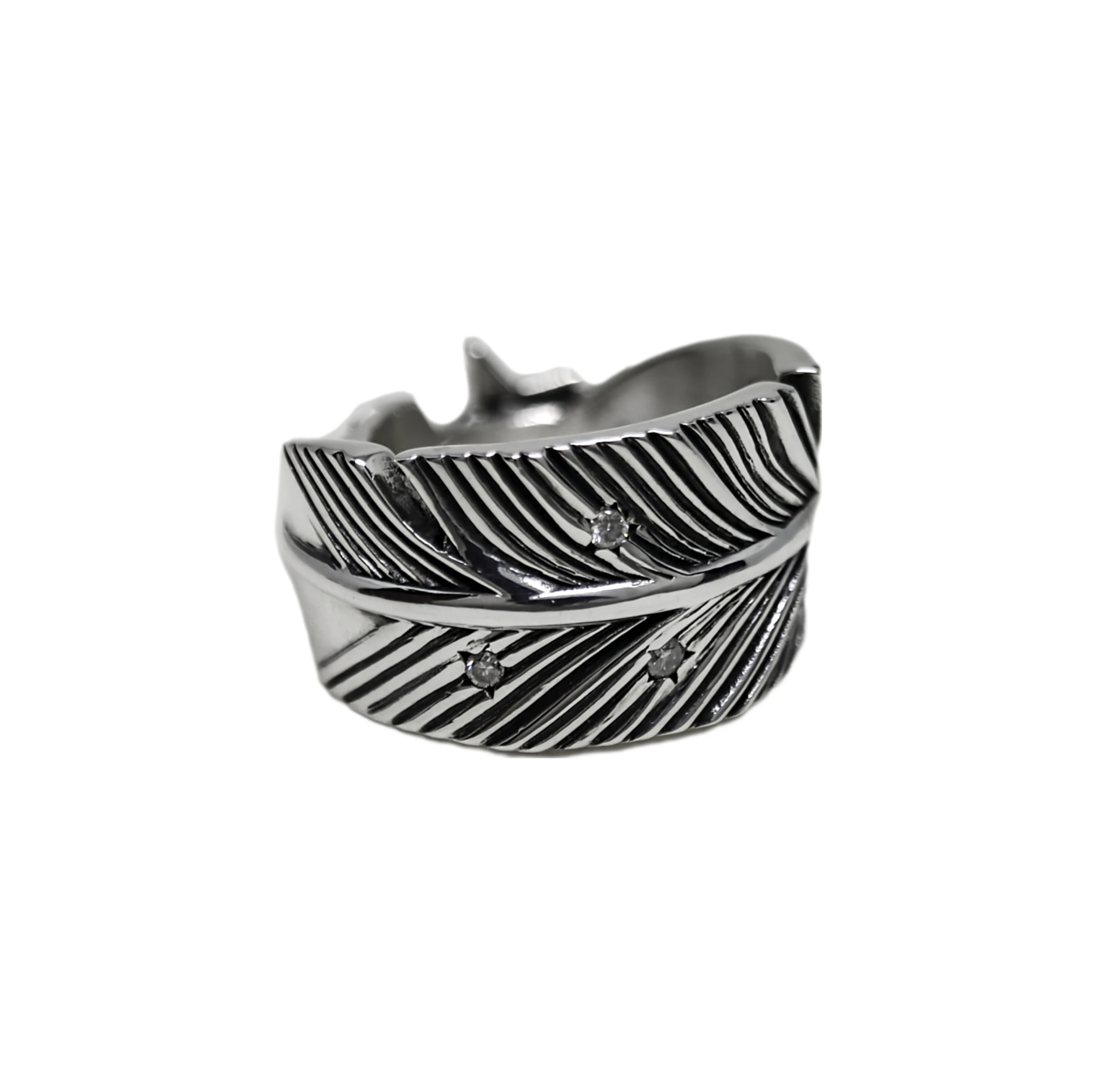 CS NAVAJO SHERIFF STAR ARROW FEATHER RING STARRY WITH DIAMONDS - STARRY ...
