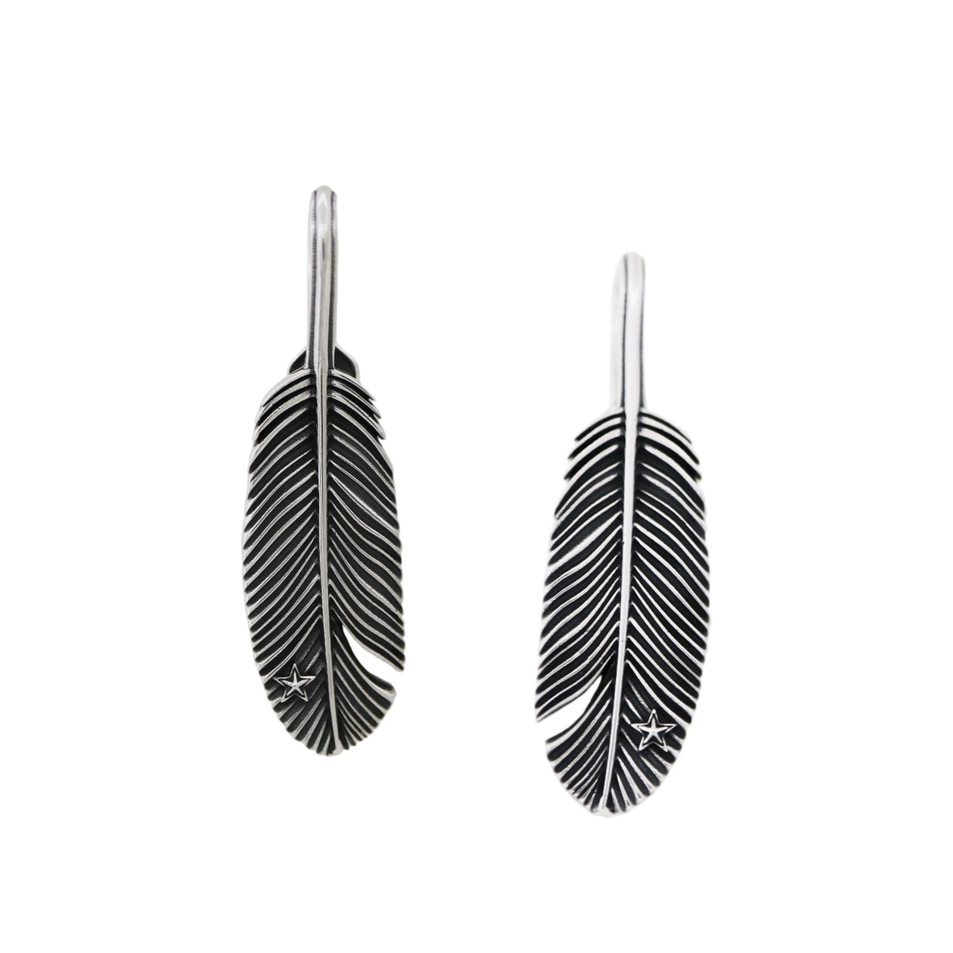 CS NAVAJO TINY STAR ARROW FEATHER RIGHT & LEFT TWISTED PENDANTS