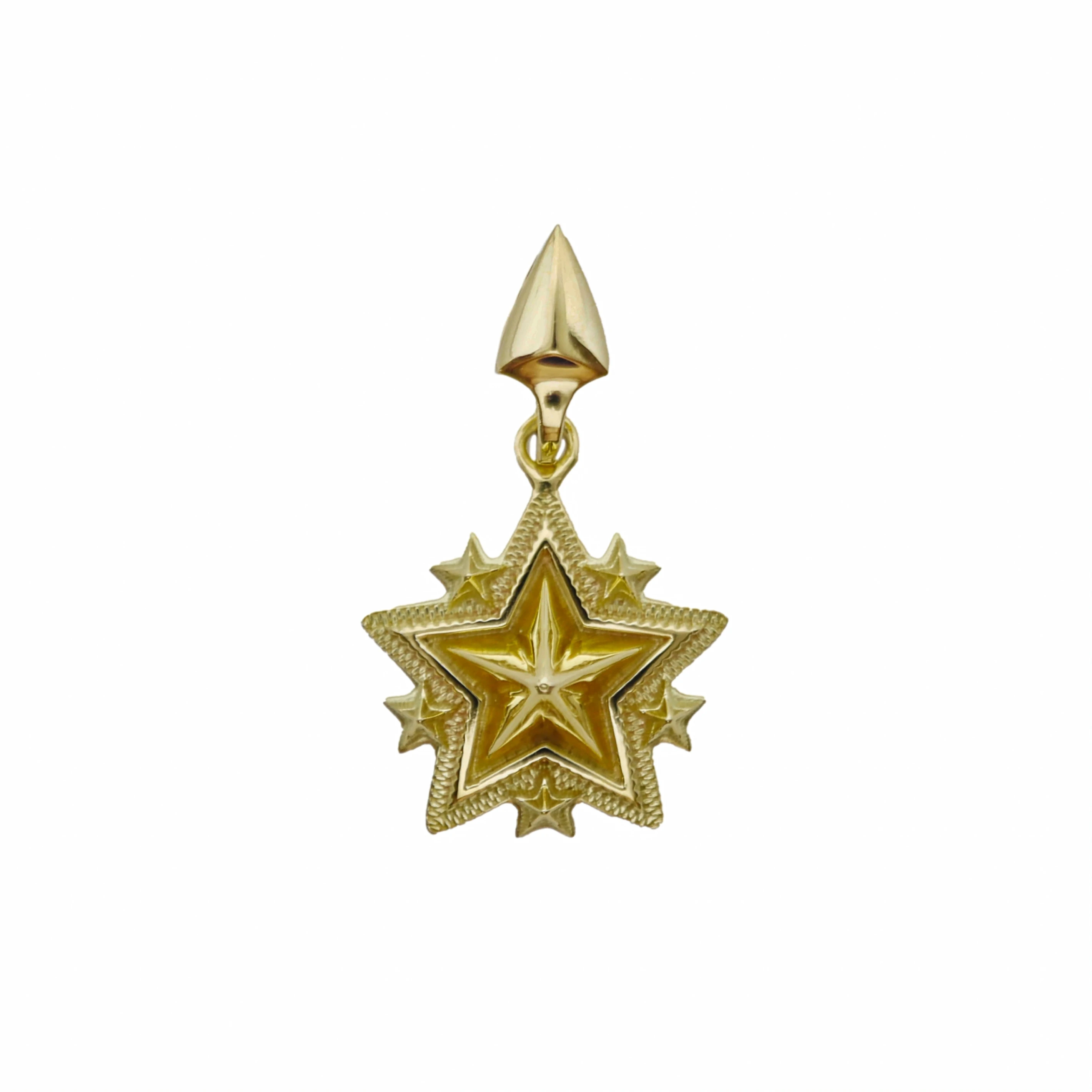 TINY SPIKE STARRY W / ARROW HEAD BAIL PENDANT 18K GOLD