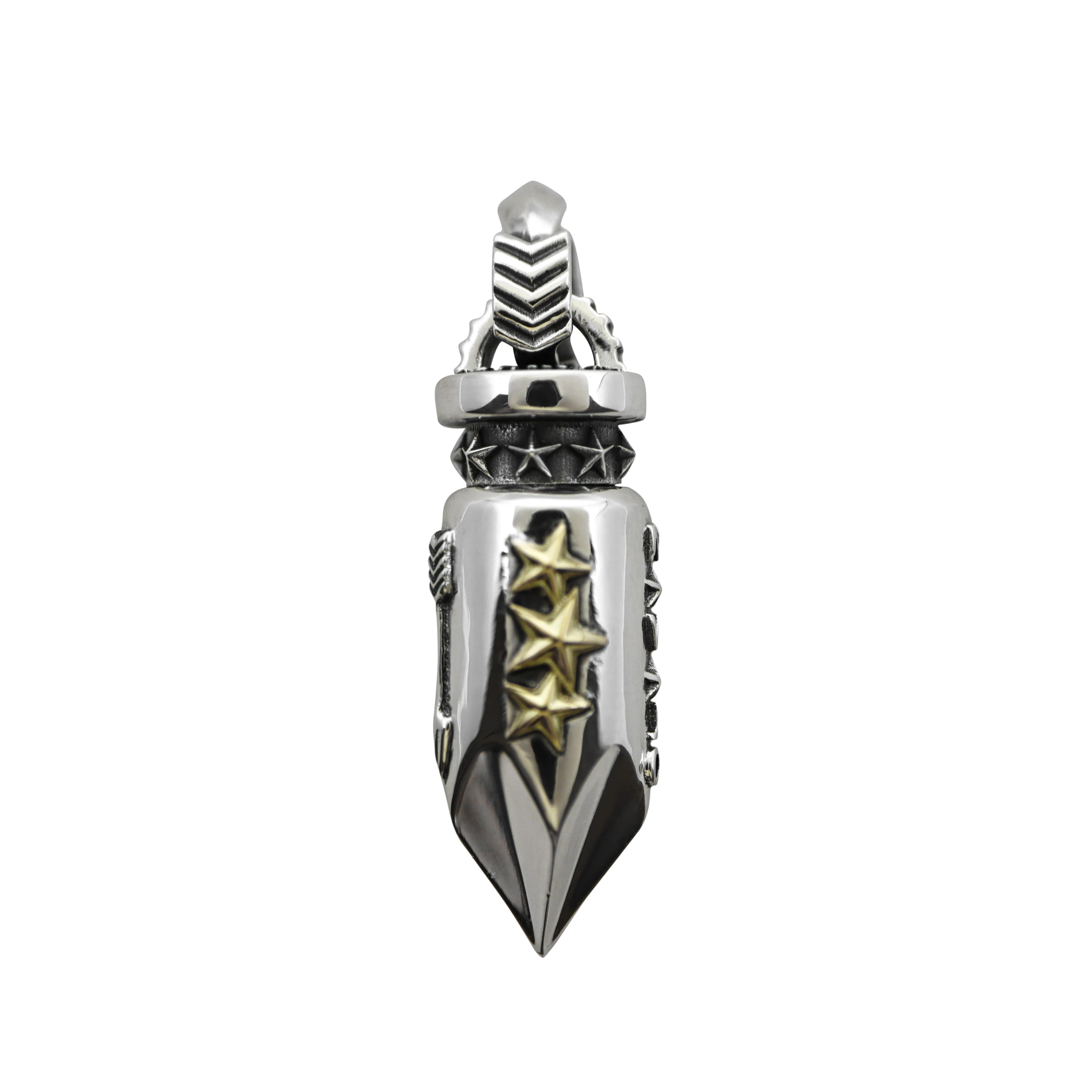 BIG AROMATIC BULLET ARROW TAIL BAIL PENDANT 925/18K