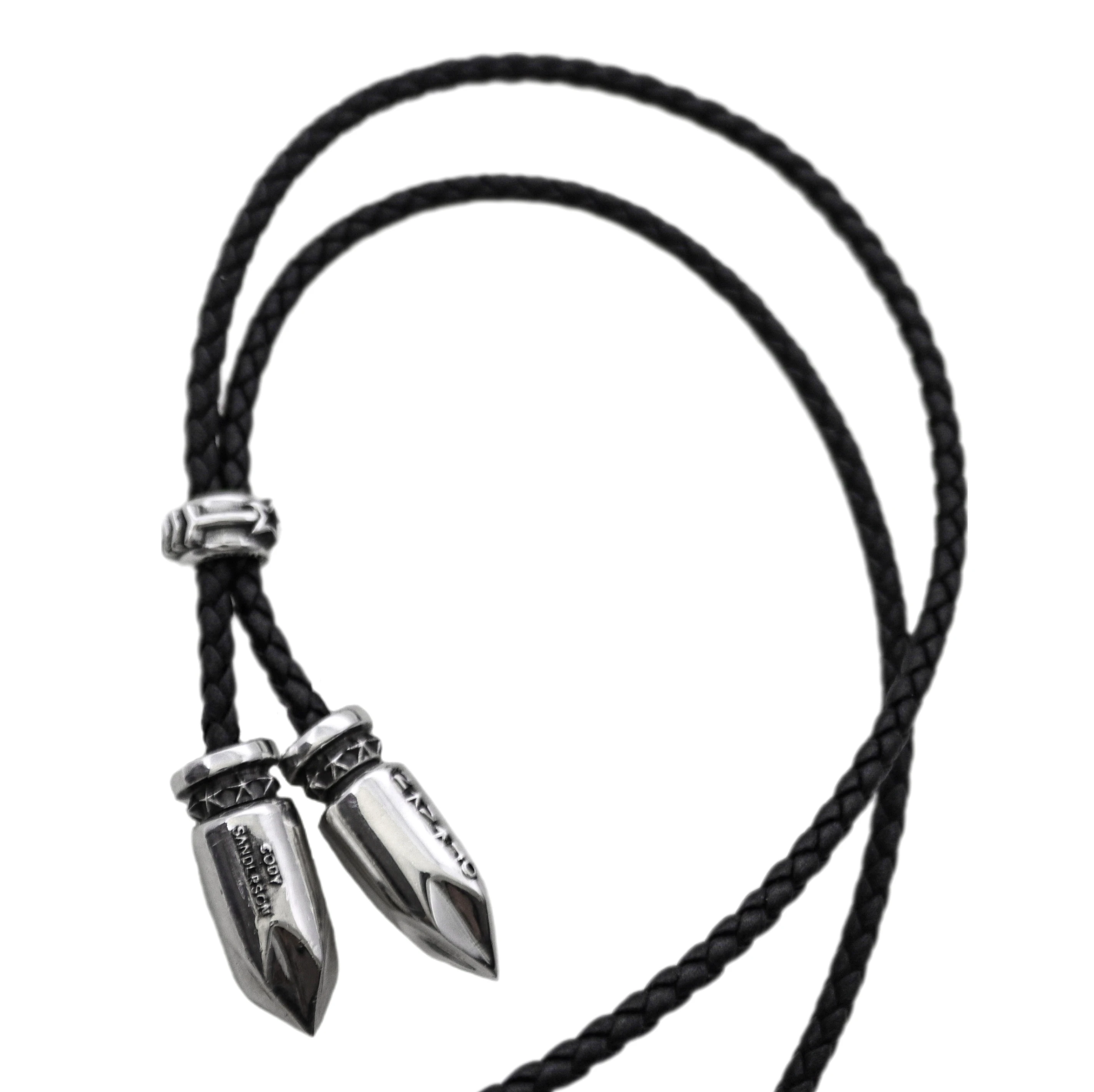 DOUBLE BULLET LEATHER CORD WITH ARROW STAR HOLLOW RONDELLE BEAD