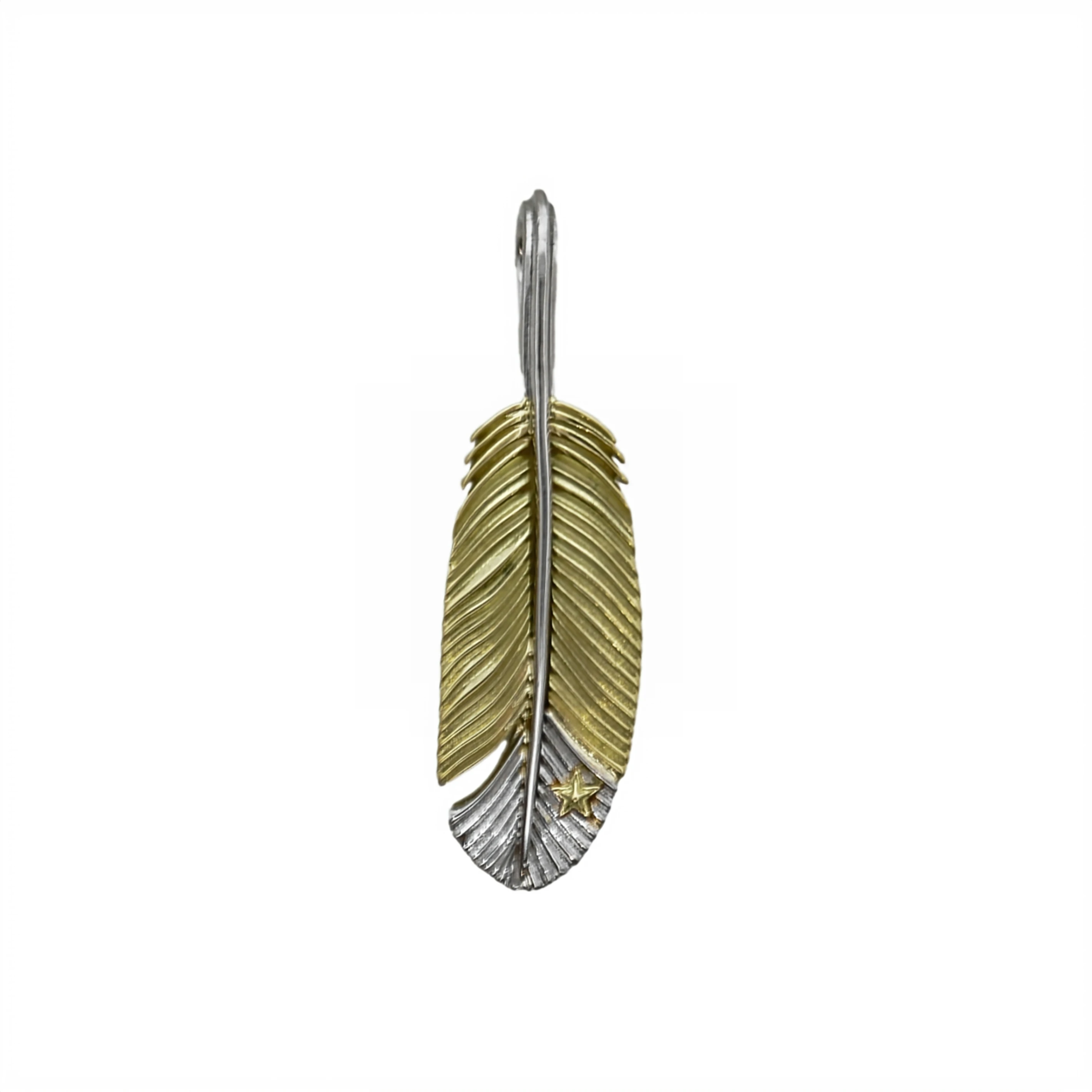 CS NAVAJO TINY STAR ARROW FEATHER LEFT TWISTED 18K/PLATINUM