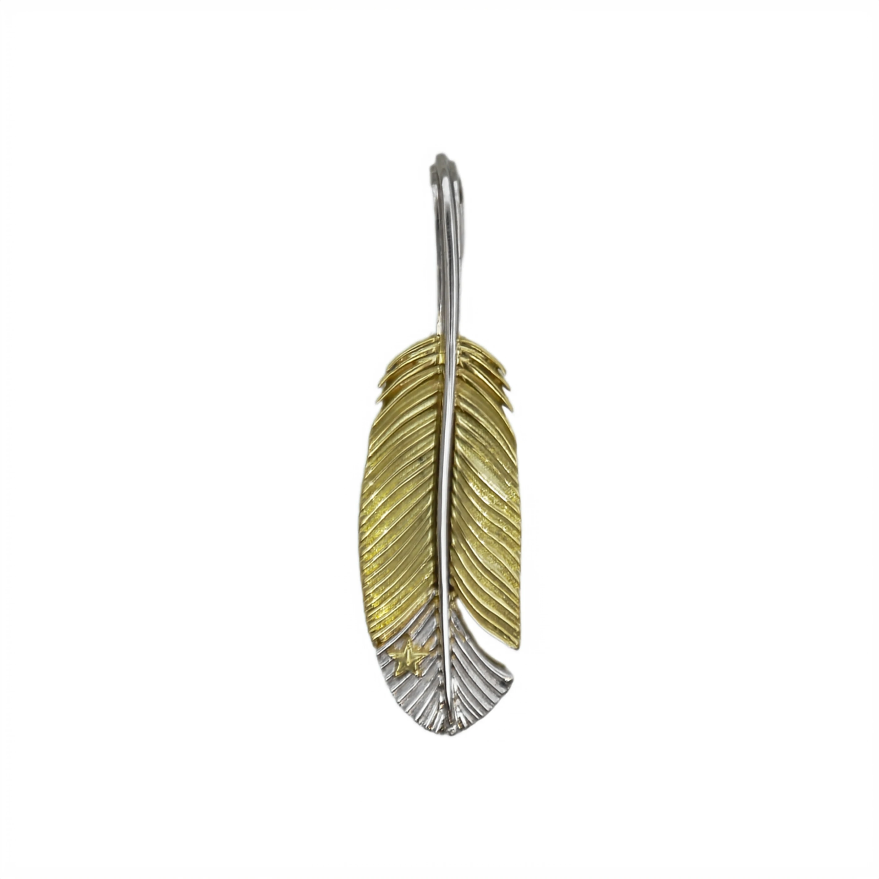 CS NAVAJO TINY STAR ARROW FEATHER RIGHT TWISTED 18K/PLATINUM
