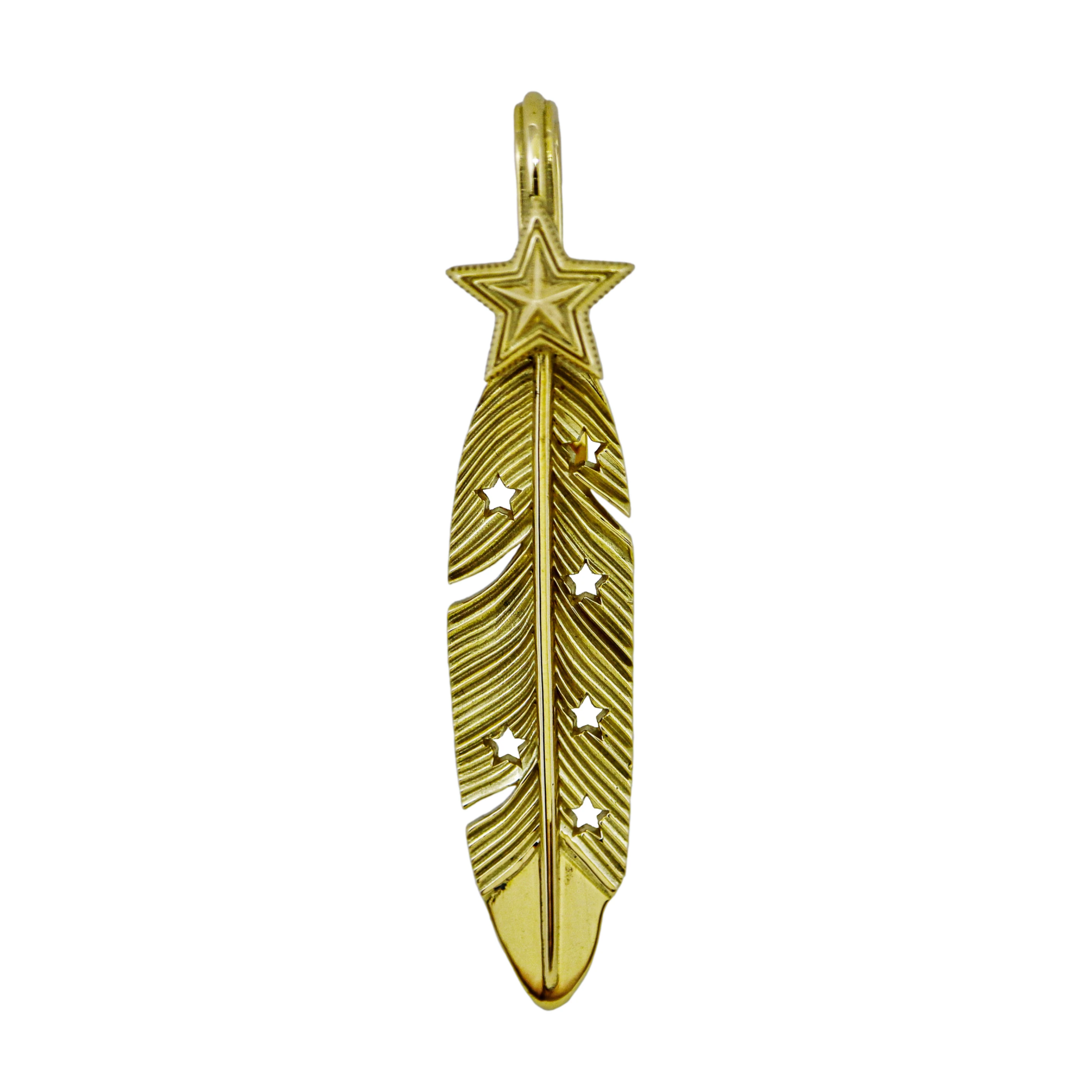 CS NAVAJO SHERIFF STAR ARROW FEATHER PENDANT 18K GOLD - STARRY TAIPEI