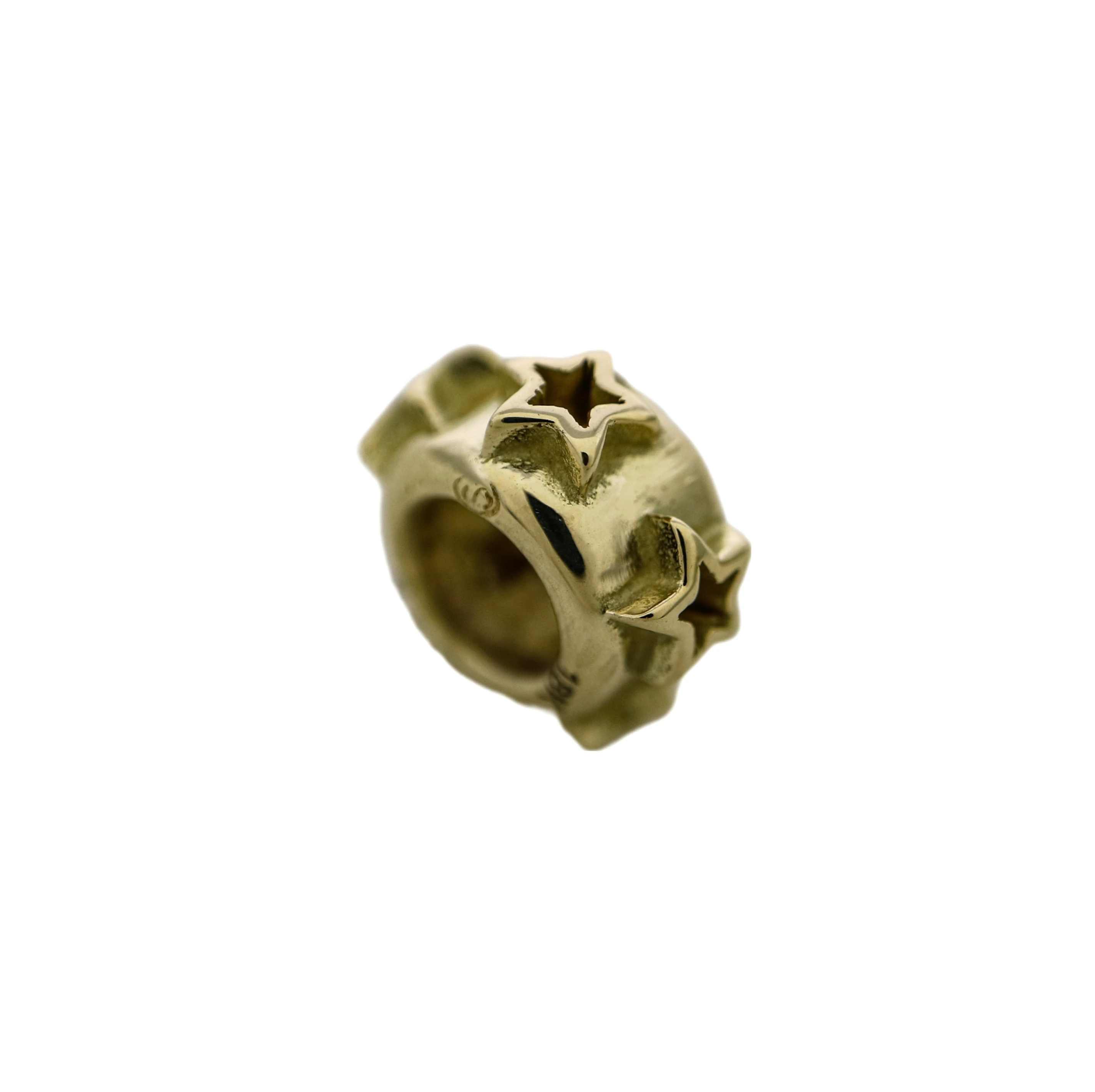 HOLLOW STAR RONDELLE BEAD 18K GOLD